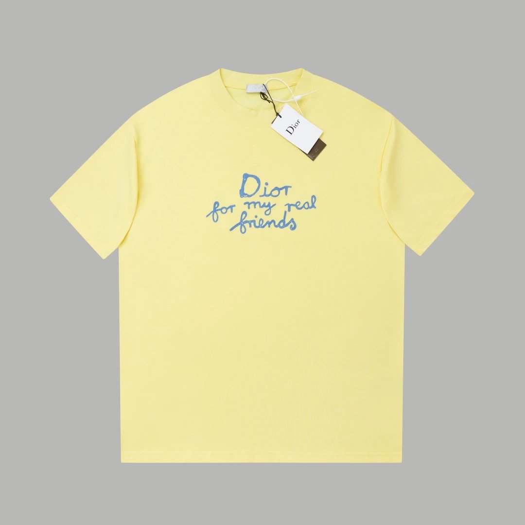 Dior T-shirt Chest Letter Embroidery logo round Neck Short Sleeve25ss New Pure Cotton Unisex Style T Casual T-Shirt Base Layer Shirt OS Loose Fit Half Sleeve Top Plus Size