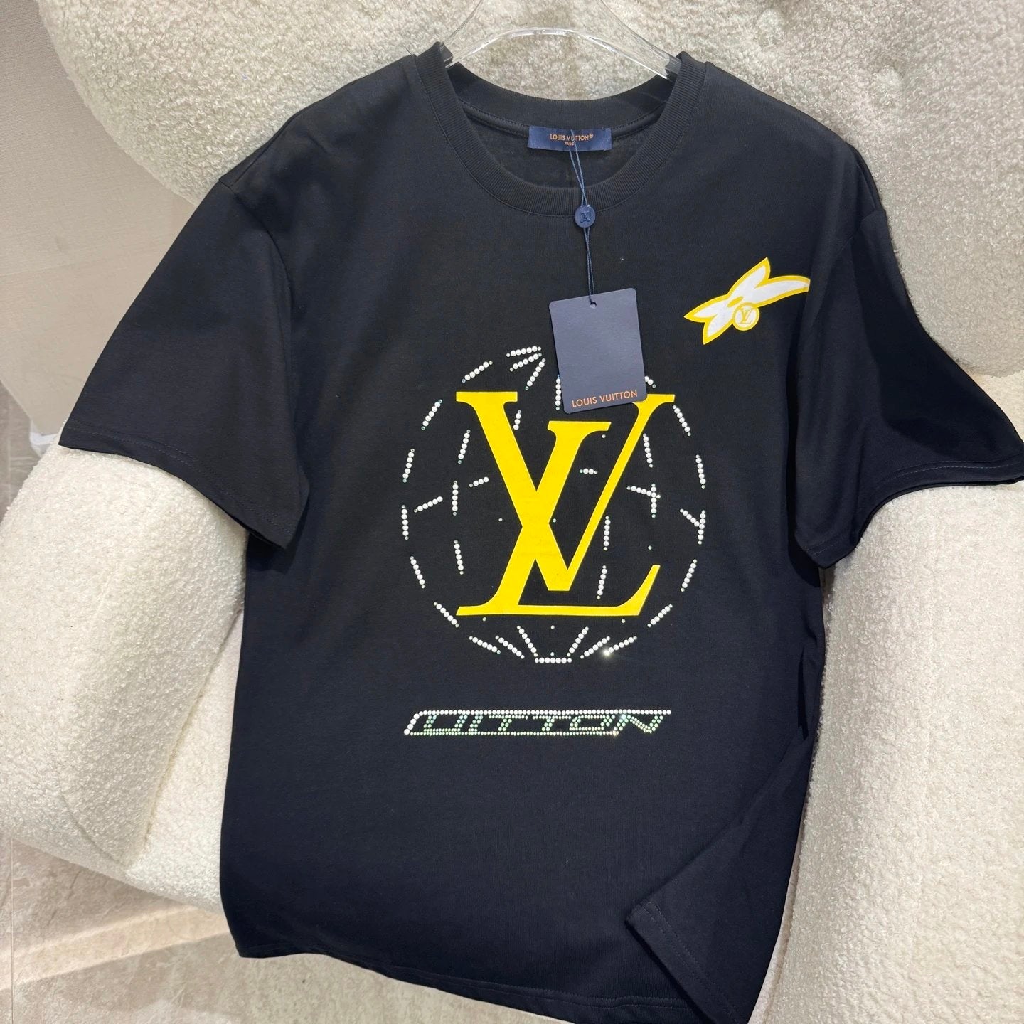 Louis Vuitton LV T-shirt Diamond Route on the Chest logo round Neck Short Sleeve25ss New Pure Cotton Unisex Style T Casual T-Shirt Base Layer Shirt OS Loose Fit Half Sleeve Top Plus Size