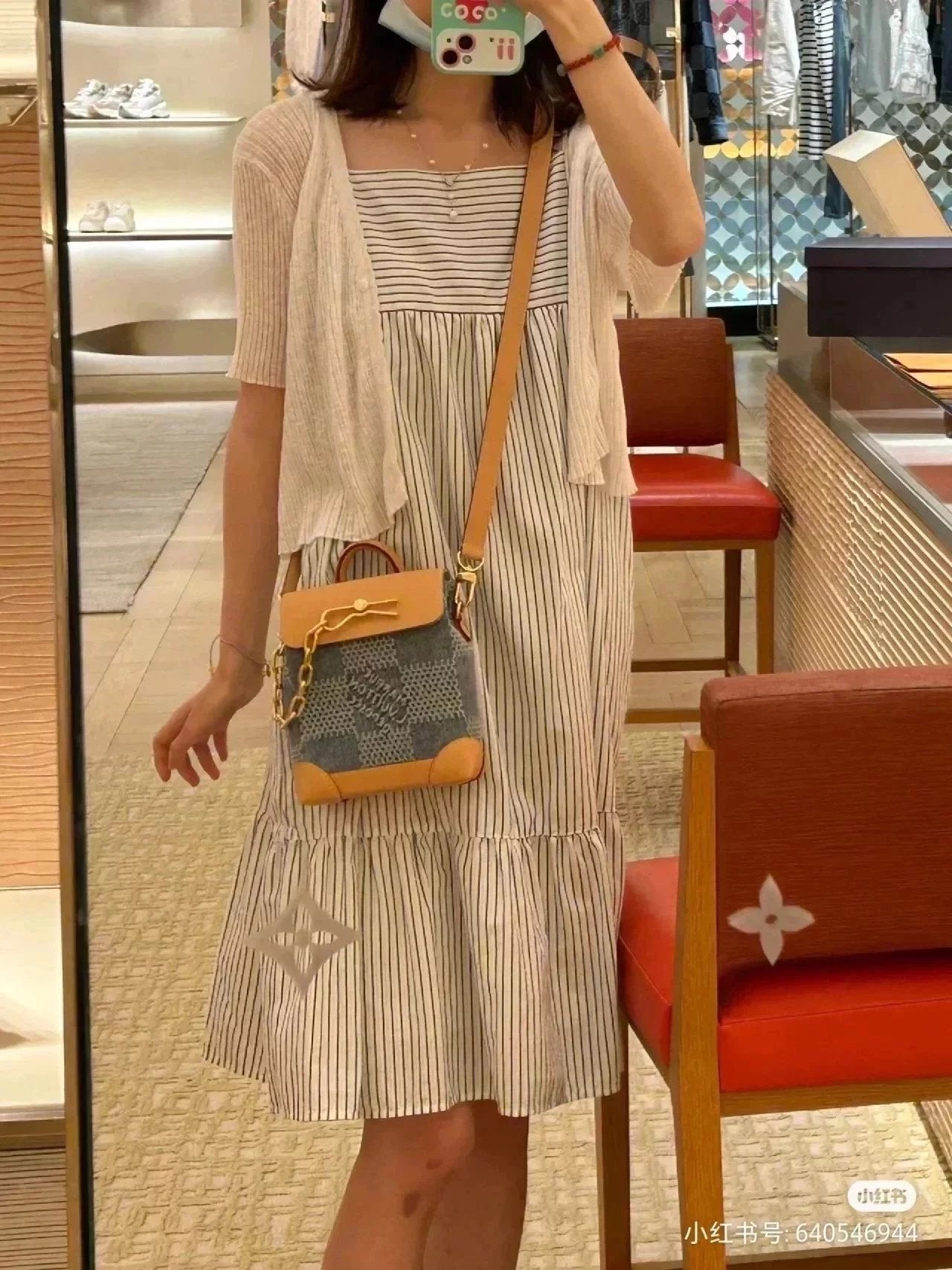 Louis Vuitton LV Women's Bag Top version The Highest Version of Original Leather24Spring and Summer New Denim Denim NanoSteamer Mobile Phone Bag Men's and Women's Bags Shoulder Crossbody Portable Underarm mini Mini Handbag