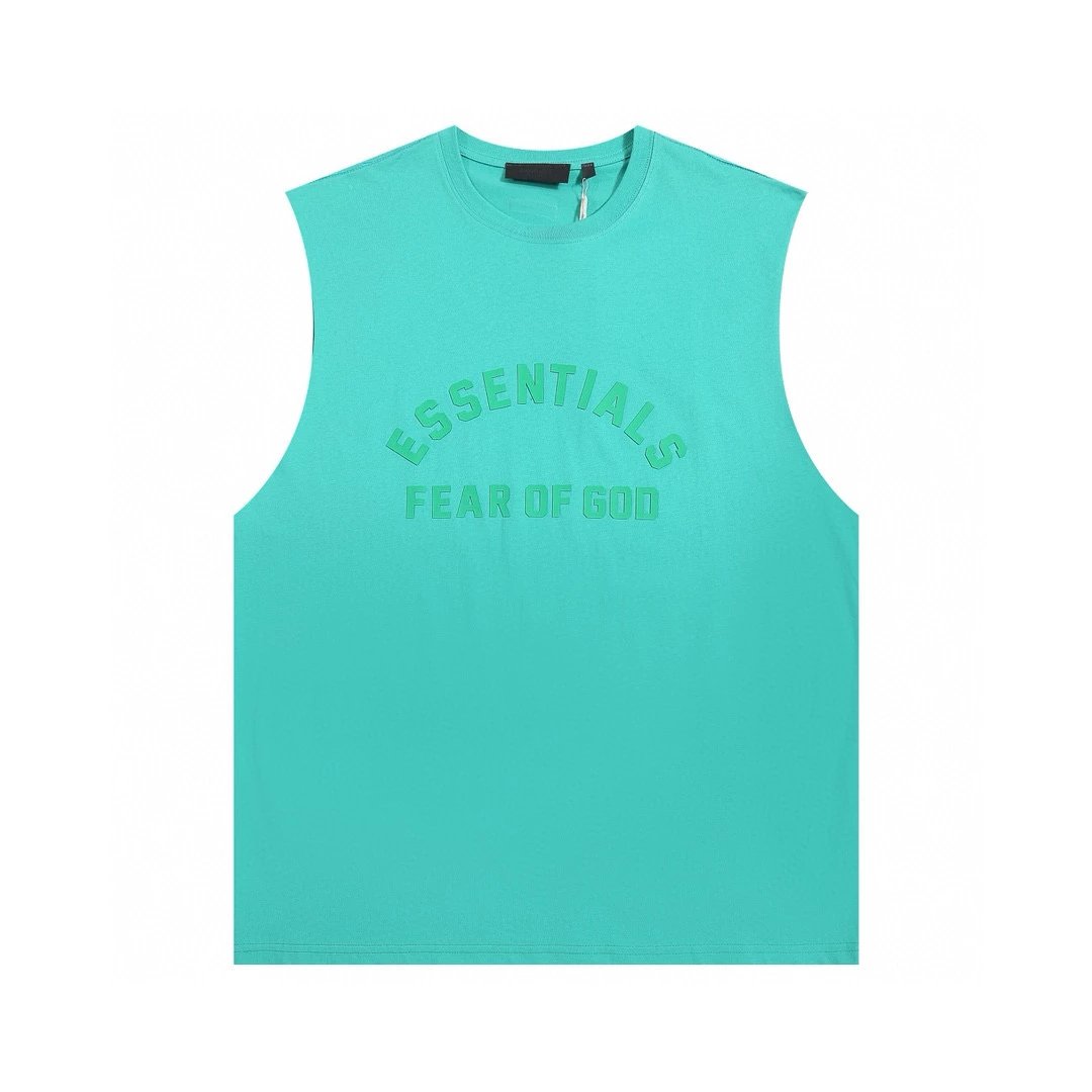 ESSENTIALS T-shirt Top Version American Couple20Double Line Letter Silicone Vest Bottoming Shirt Fashion