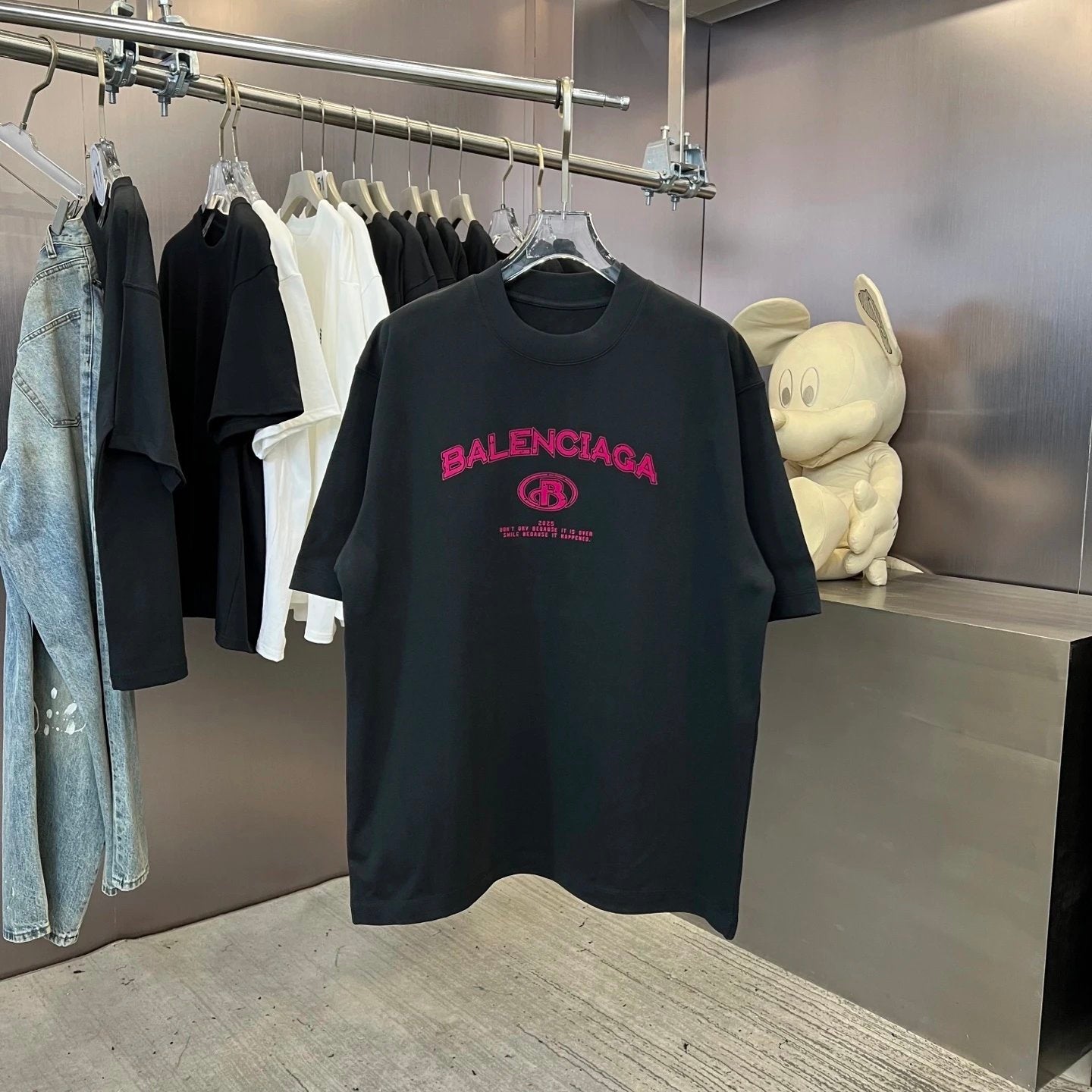 Balenciaga T-shirt Chest Letter Print logo round Neck Short Sleeve25ss New pure cotton T Unisex T-Shirt OS Loose Fit Base Shirt Top Half Sleeve T-Shirt