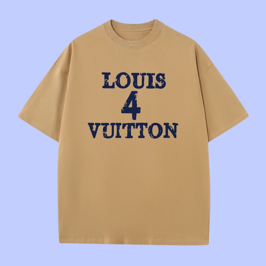 Louis Vuitton LV T-shirt Front Chest Slogan4Printing logo round Neck Short Sleeve25ss New Pure Cotton Unisex Style T Casual T-Shirt Base Layer Shirt OS Loose Fit Half Sleeve Top Plus Size