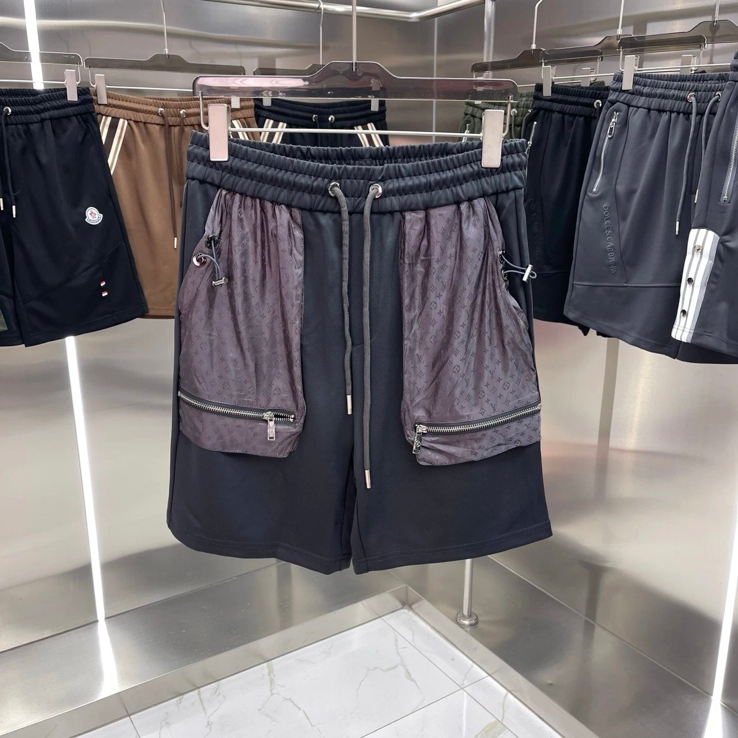 Louis Vuitton LV Shorts Front Pocket Full Print Jacquard logo Five-point Shorts25ss New Drawstring Casual Summer Pants5Two-in-One Casual Sweatpants for Men and Women, Pure Cotton Joggers