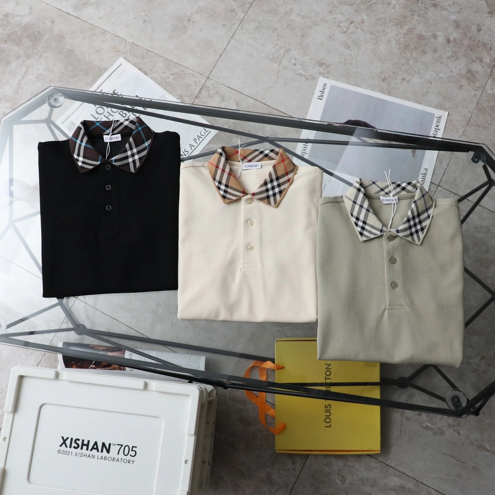 Burberry T-shirt Plaid Collar Pattern logo Embroidery POLO Shirt Lapel Short Sleeve25ss New Unisex Style OS Loose T Summer Half Sleeve Business Shirt Plus Size T-Shirt