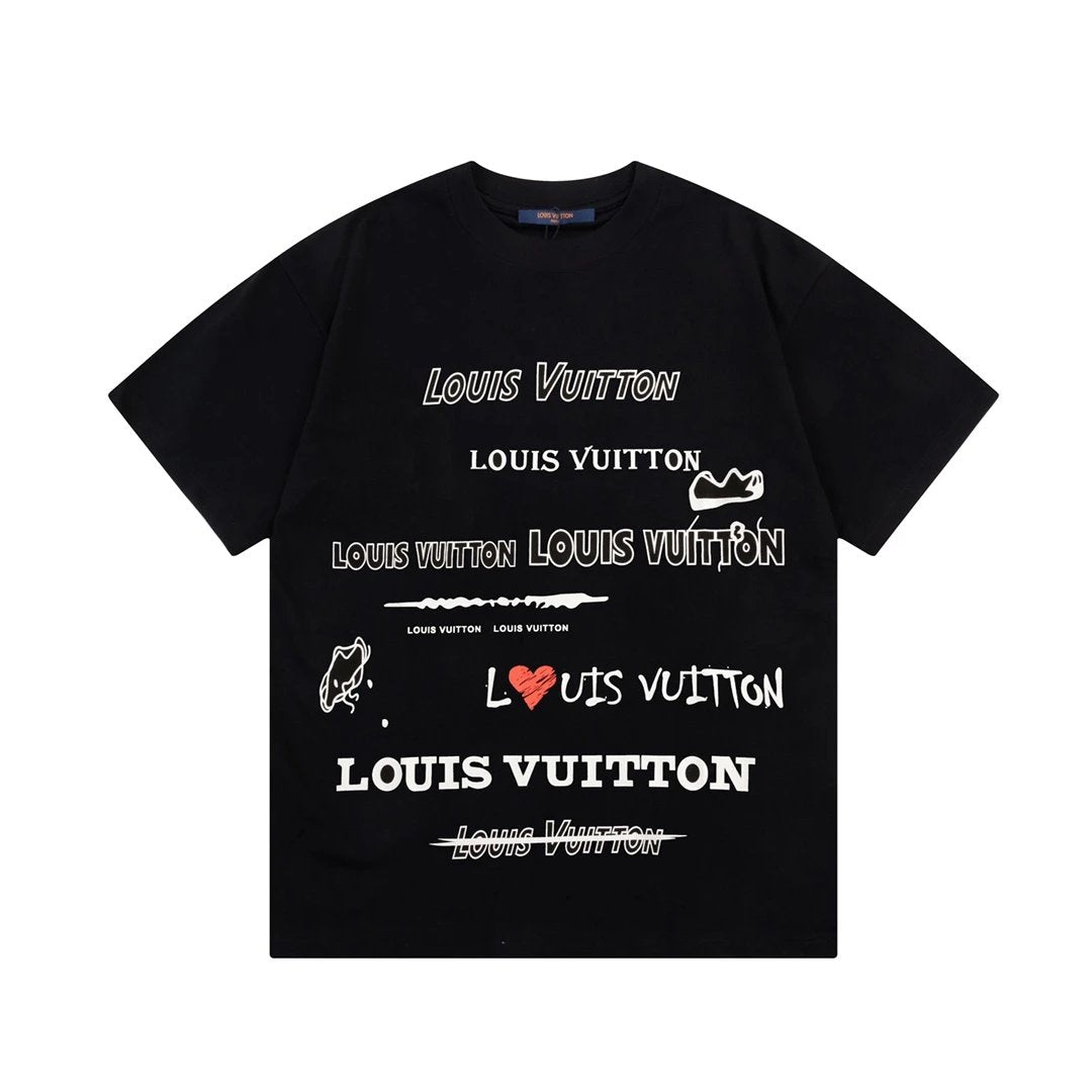 Louis Vuitton LV T-shirt Large Chest Letter Print logo round Neck Short Sleeve25ss New pure cotton T Unisex T-Shirt OS Drop Shoulder Loose Fit Base Shirt Top T-Shirt Short Sleeve
