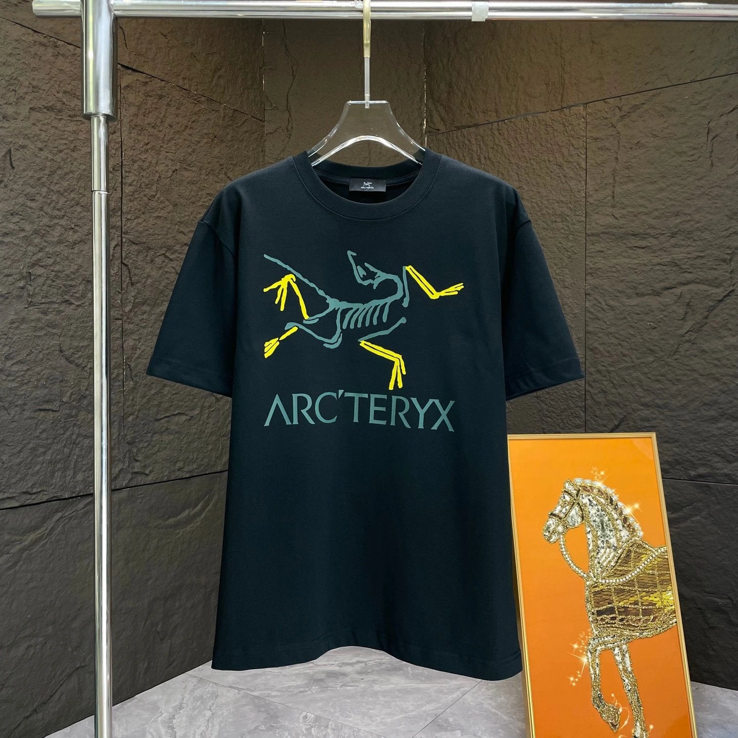Arc'teryx T-shirt Chest Skeleton Pattern Print logo round Neck Short Sleeve25ss New Pure Cotton Unisex Style T T-shirt OS Loose Fit Base Shirt Top Half Sleeve T-Shirt
