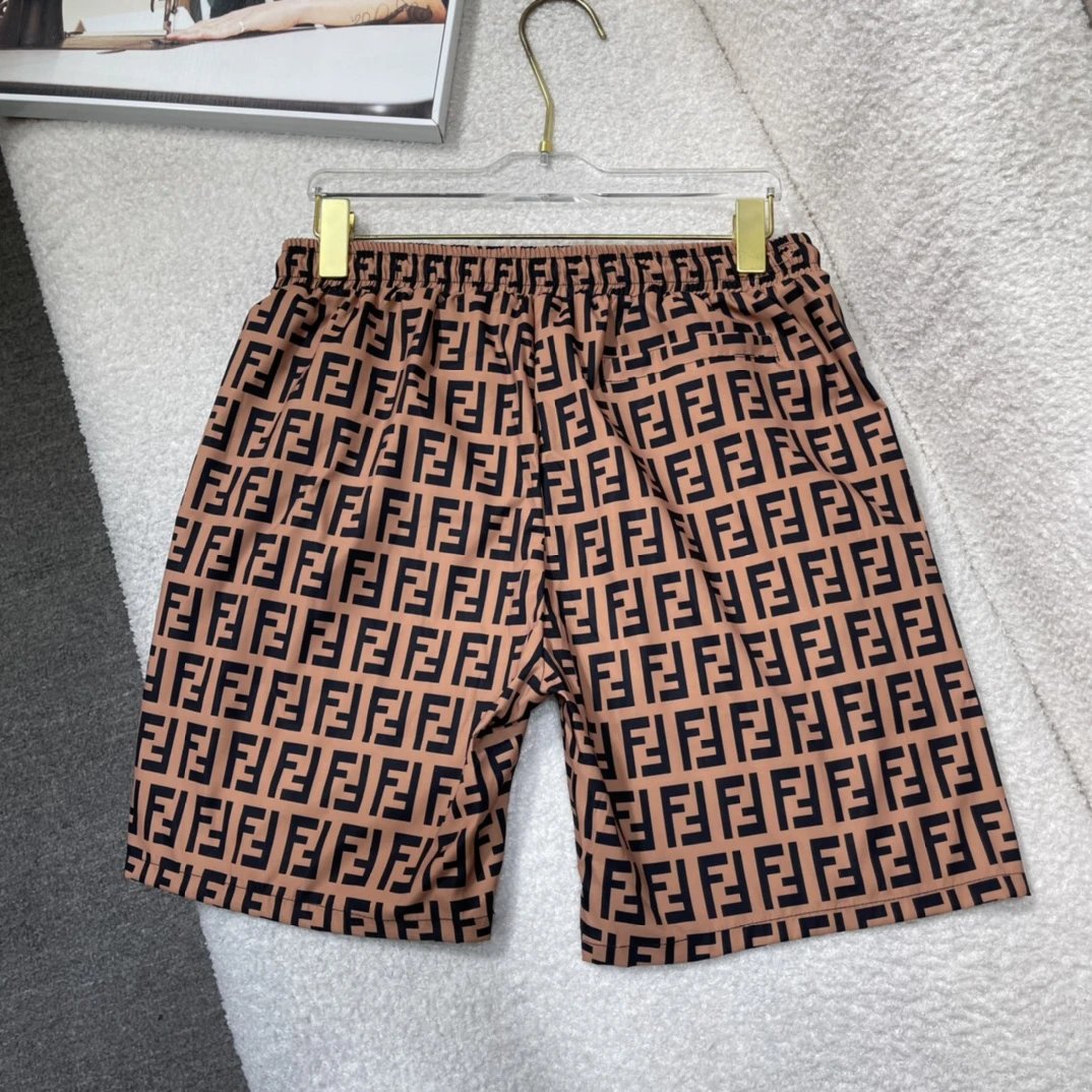 FENDl Shorts Full Body Double F Letter Printing logo Beach Shorts25ss New Five-Point Pants os Loose Quick-Dry Unisex Casual Trendy Brand Big Shorts5Pants