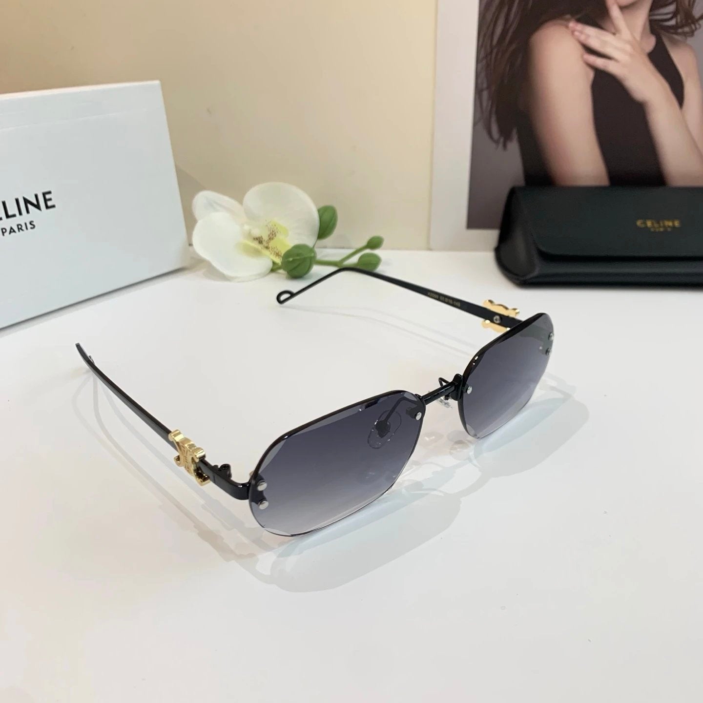 Celine Sunglasses Small Square Frame Sunglasses Slimming No Prescription Driving Beach Fishing Unisex Couple Style UV Protection25ss New Sports Casual Versatile