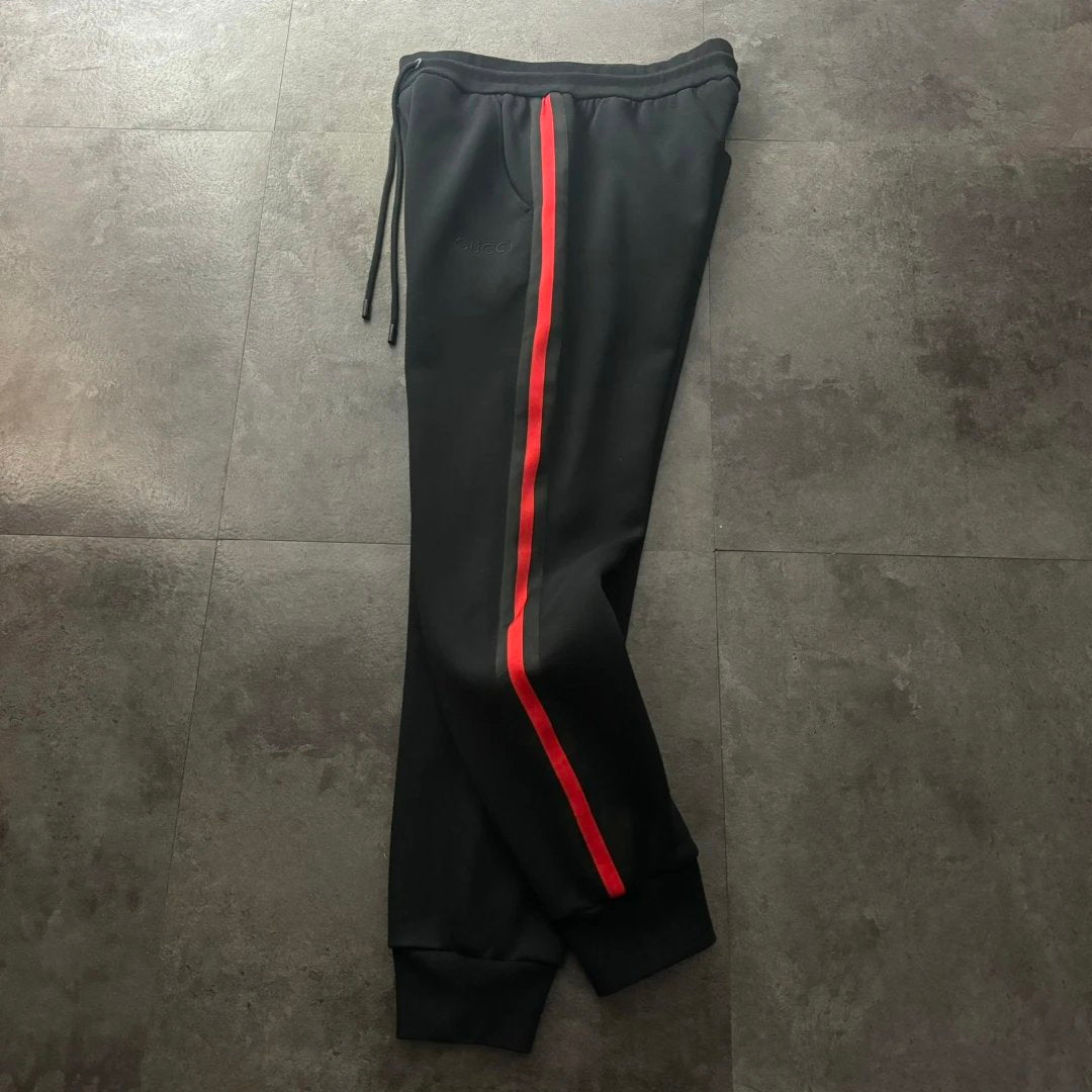 Gucci Sweatpants Fleece Lined Thickened Patchwork Drawstring Jogger Sweatpants for Men and Women, Autumn and Winter Loose Fit, High Waist, Color Block, Plus Size, Casual Pants