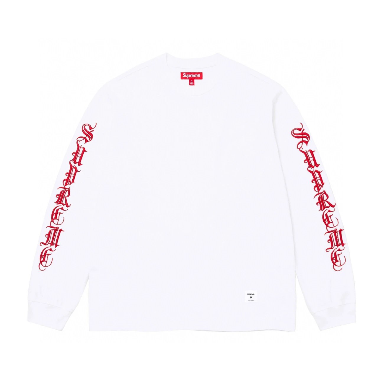 Supreme Hoodie Top Version Fashion Brand Autumn Bottoming round Neck Long Sleeve Printed Pure Cotton Embroidery Long Sleeve Men and Women Same Style Couple Wear Loose Long T
