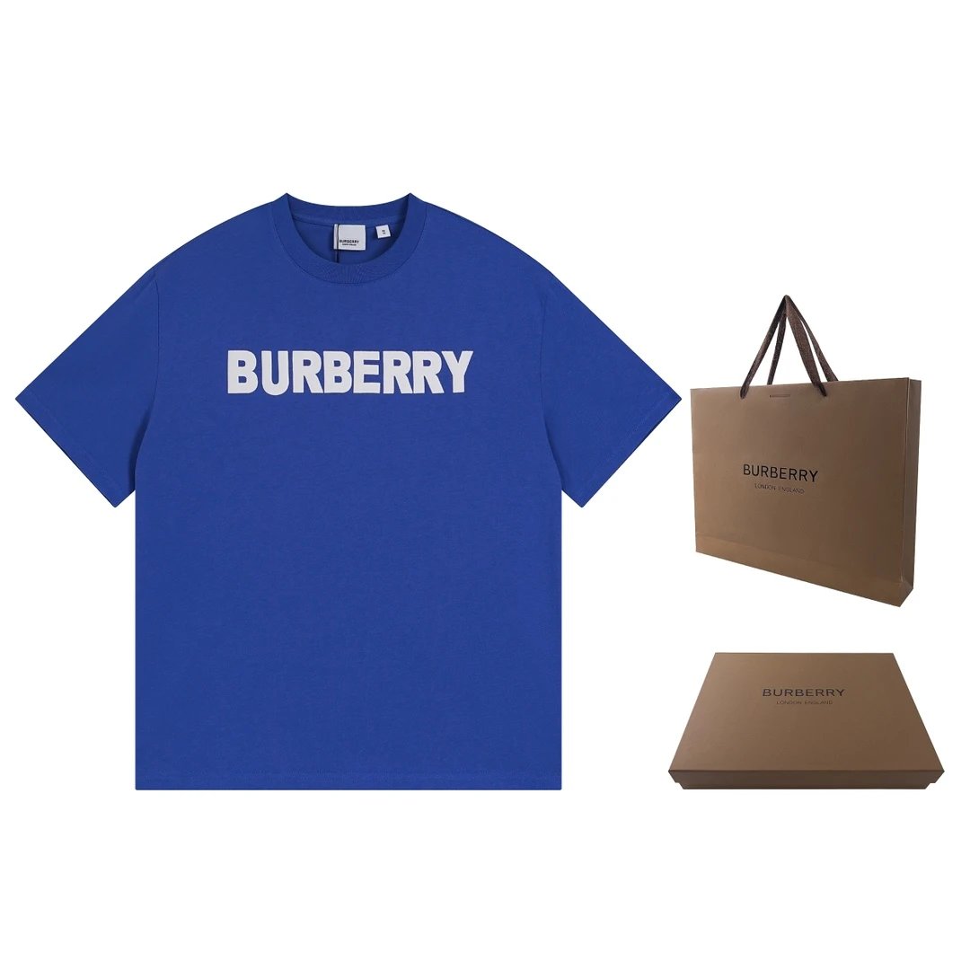 Burberry T-shirt Classic Style Front Logo logo round Neck Short Sleeve25ss New Pure Cotton Unisex Style T T-shirt OS Loose Fit Base Shirt Top Half Sleeve T-Shirt