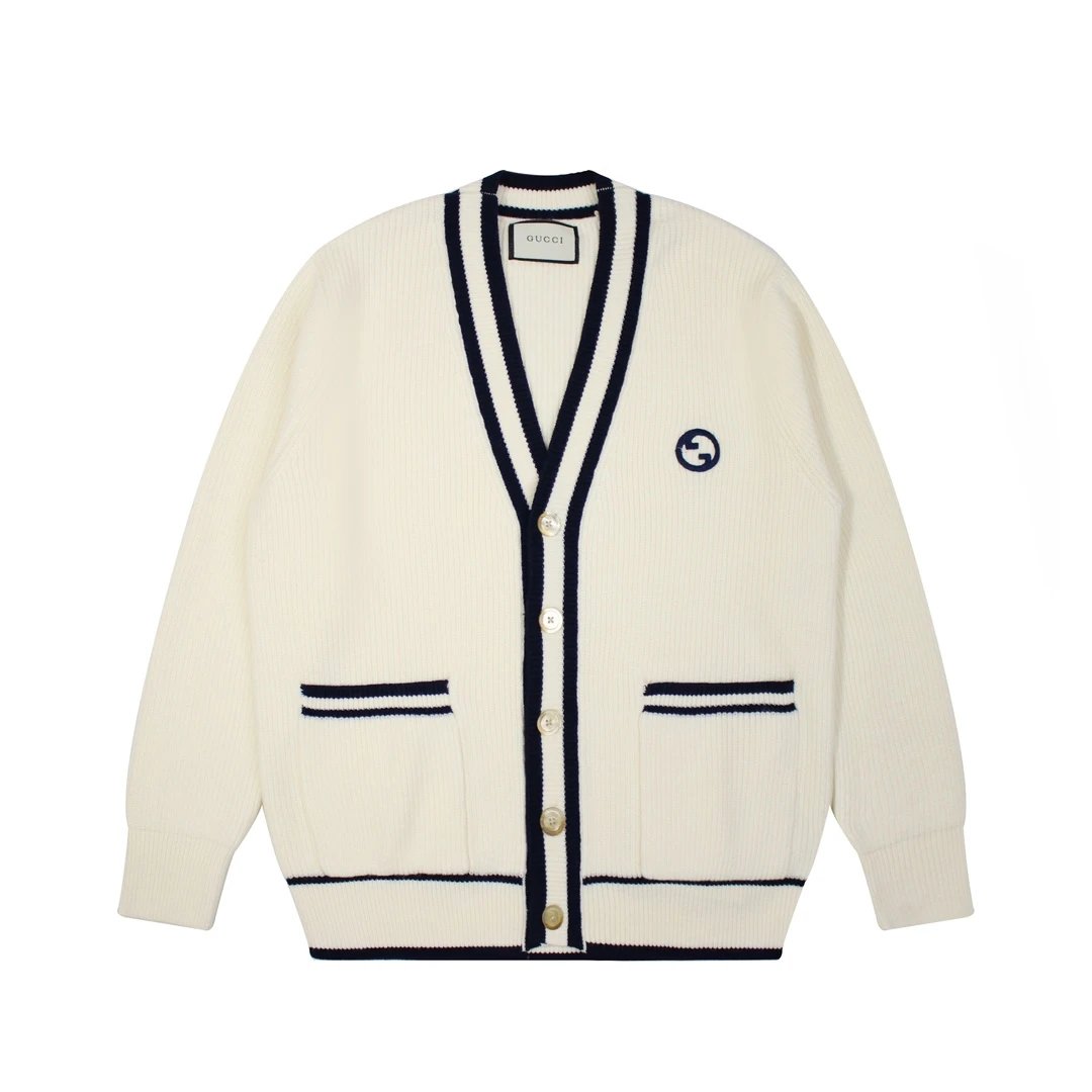 Gucci Sweater Autumn and Winter New logo Knitted Cardigan V Unisex Collar Jacket