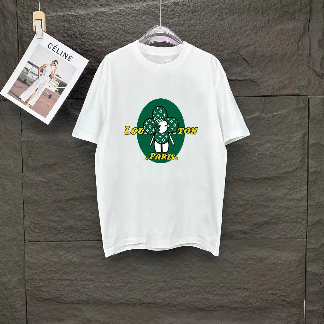Louis Vuitton LV T-shirt Chest Floral Pattern Print logo round Neck Short Sleeve25ss New Pure Cotton Unisex Style T T-shirt OS Loose Fit Base Shirt Half Sleeve T-Shirt Top Half Sleeve