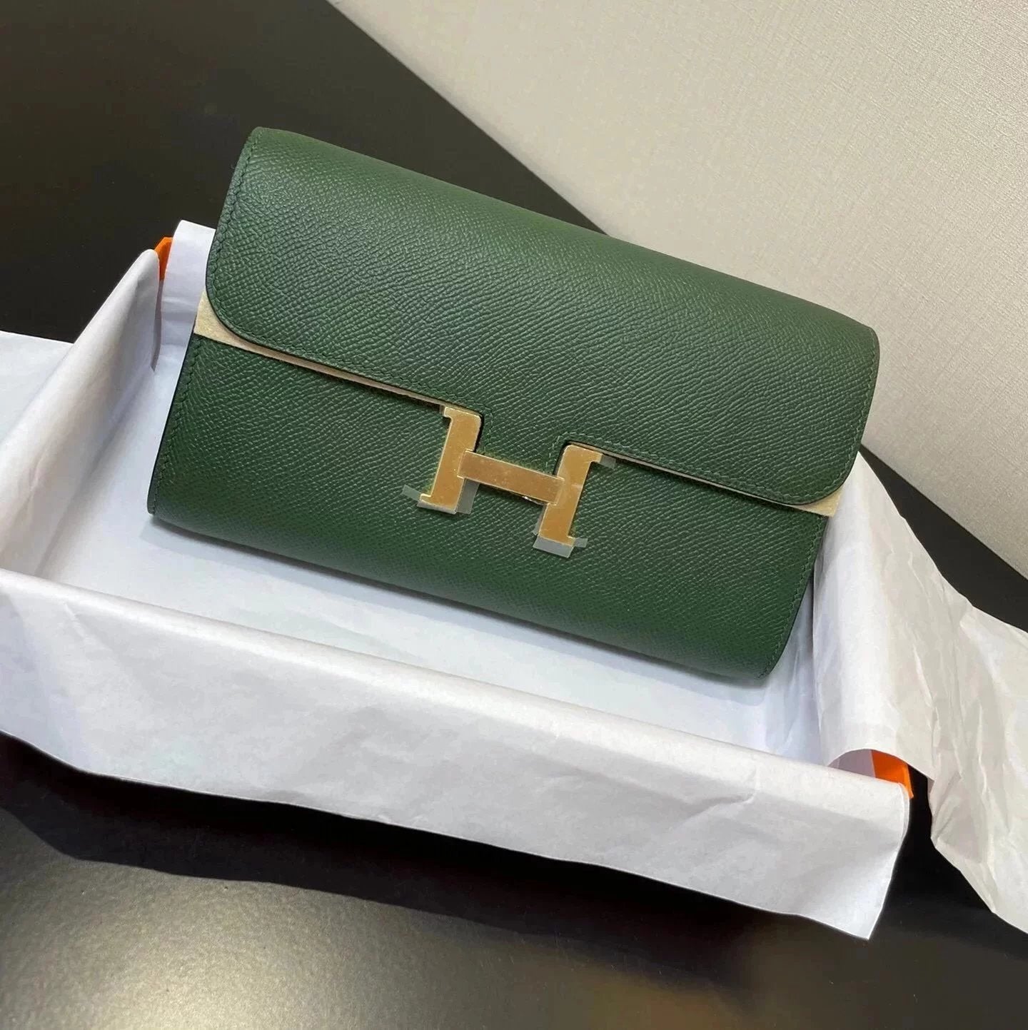 Hermes women's bag Top version New Kangkang Women's Bag epsom Leather Palm Print ConstanceToGoWoc Shoulder Crossbody Handbag Clutch Long Long Purse Wallet Dinner Bag
