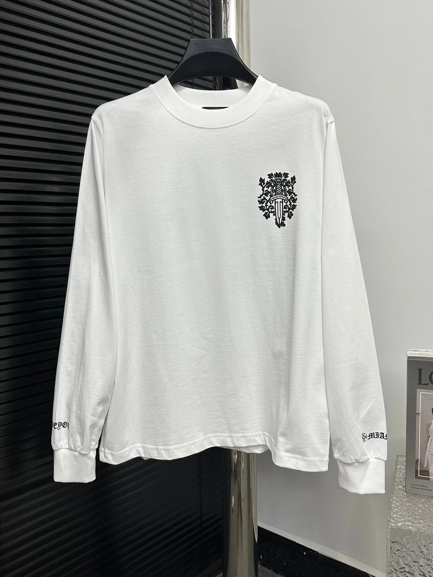 Chrome Hearts Hoodie White print on the back logo Round Neck Sweatshirt Jacket OS Loose Fit Pullover Long Sleeve Unisex Base Shirt Sports Casual Top