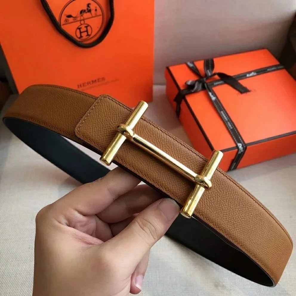 Hermes Belt Top version Brand New High Quality Belt Men's First Layer Cowhide Business Casual Jeans Button Belt