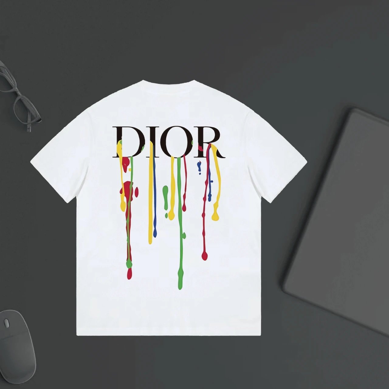 Dior T-shirt Back Letter Pattern Print logo round Neck Short Sleeve25ss New pure cotton T Unisex T-Shirt OS Loose Fit Base Shirt Top Half Sleeve T-Shirt
