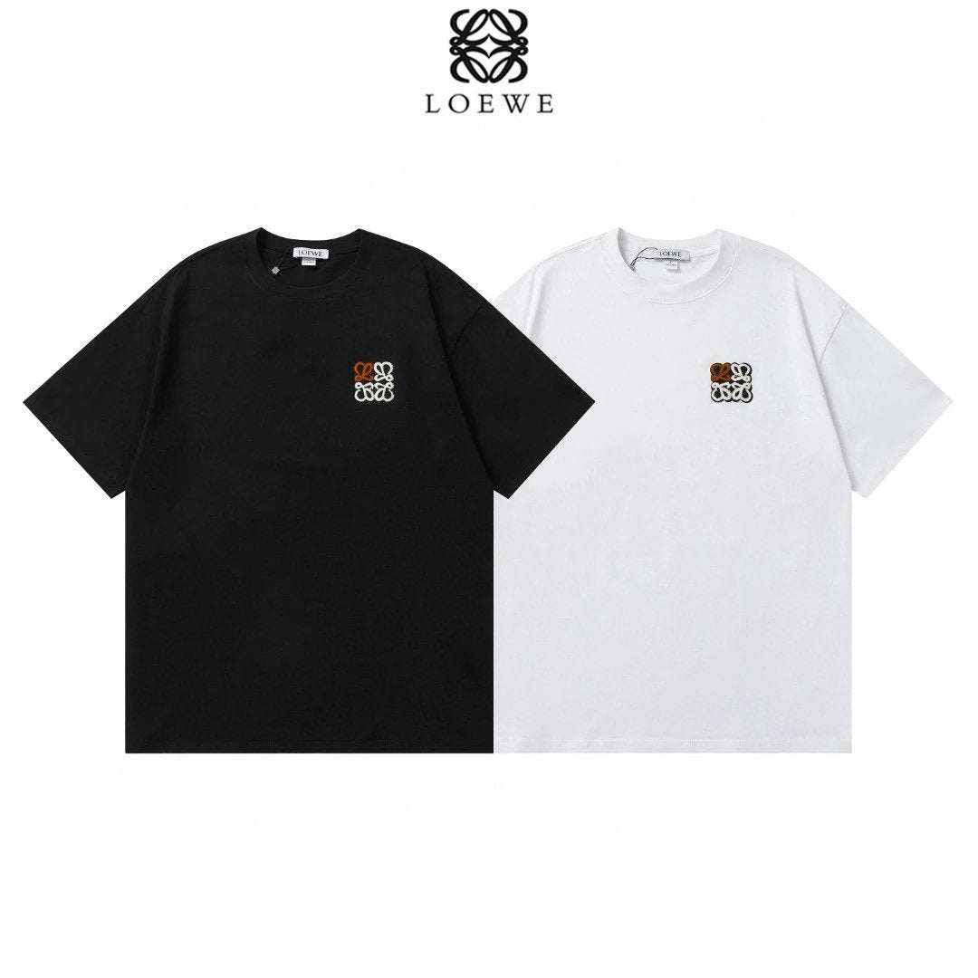 LOEWE T-shirt Towel Embroidery Logo Logo Crew Neck Short Sleeve25ss New Pure Cotton Unisex Style T T-shirt OS Loose Fit Base Shirt Short Sleeve T-Shirt Top