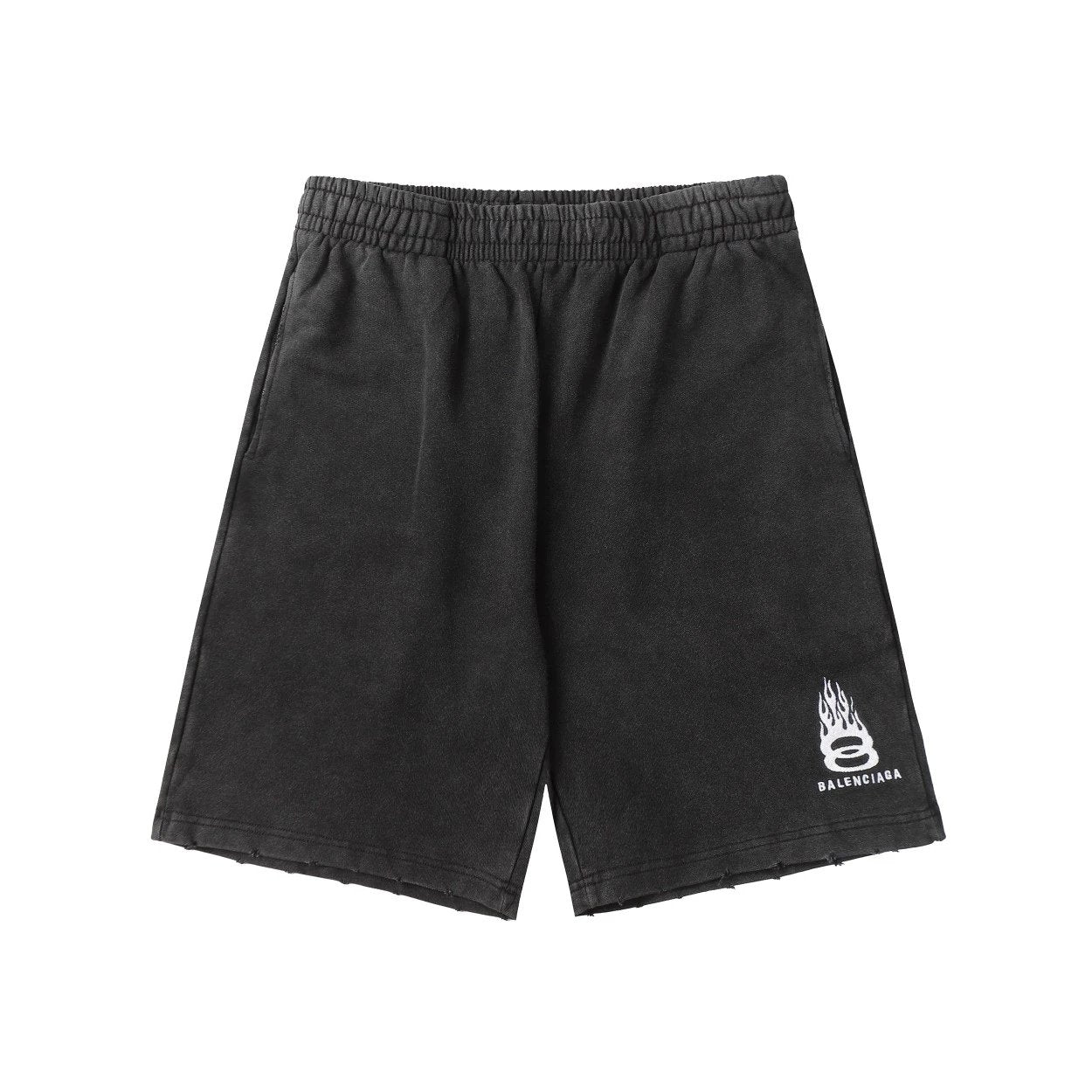 Balenciaga Shorts Flame Wave Embroidered Shorts Five-Point Drawstring Heavy American Casual Summer Pants5Two-in-One Casual Sweatpants for Men and Women