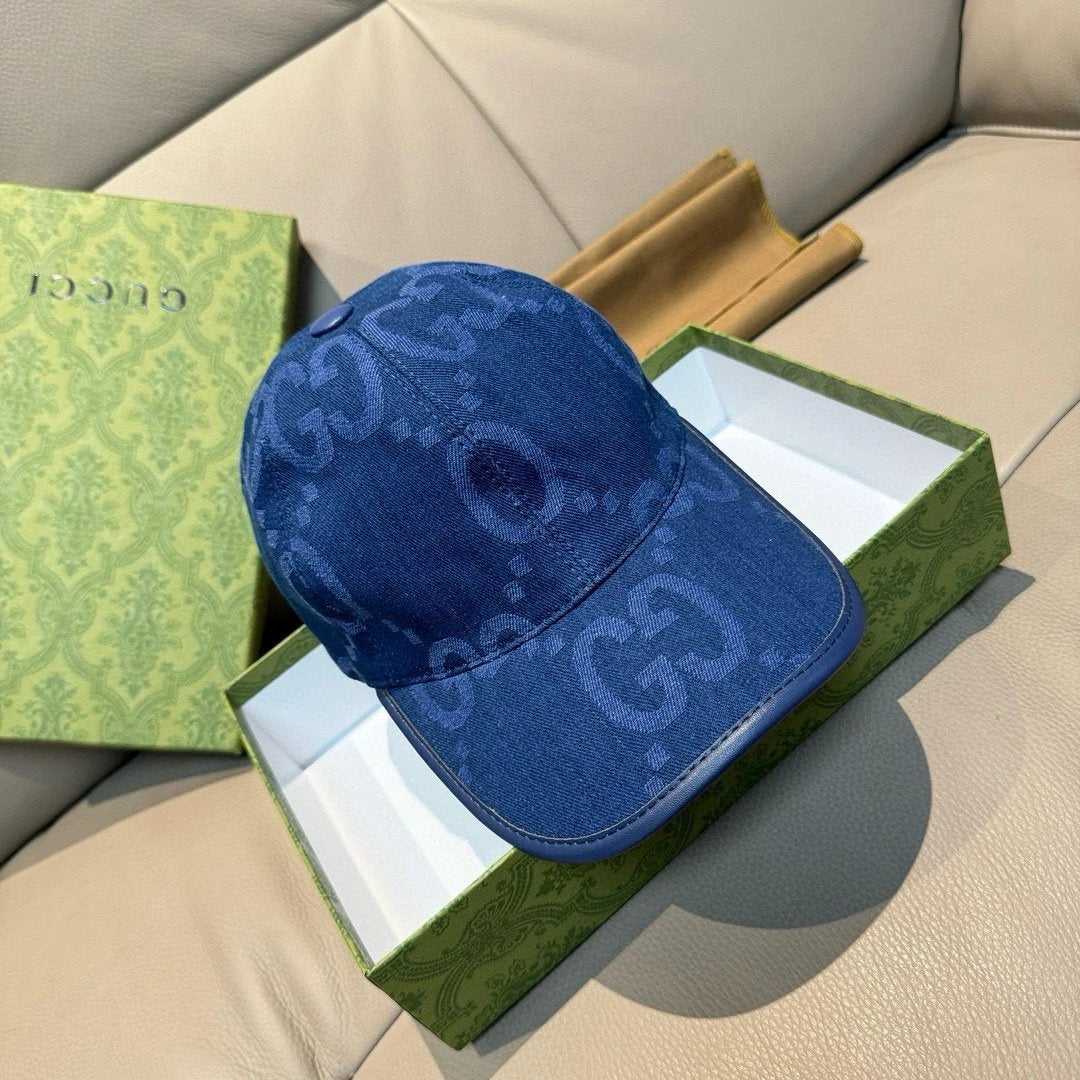 Gucci Hat Big Pair Glogo Baseball Cap Sunshade Sun Protection Duckbill Cap Unisex Couple Style Large Head Circumference Slimming Face Curved Brim Versatile Sports Hat