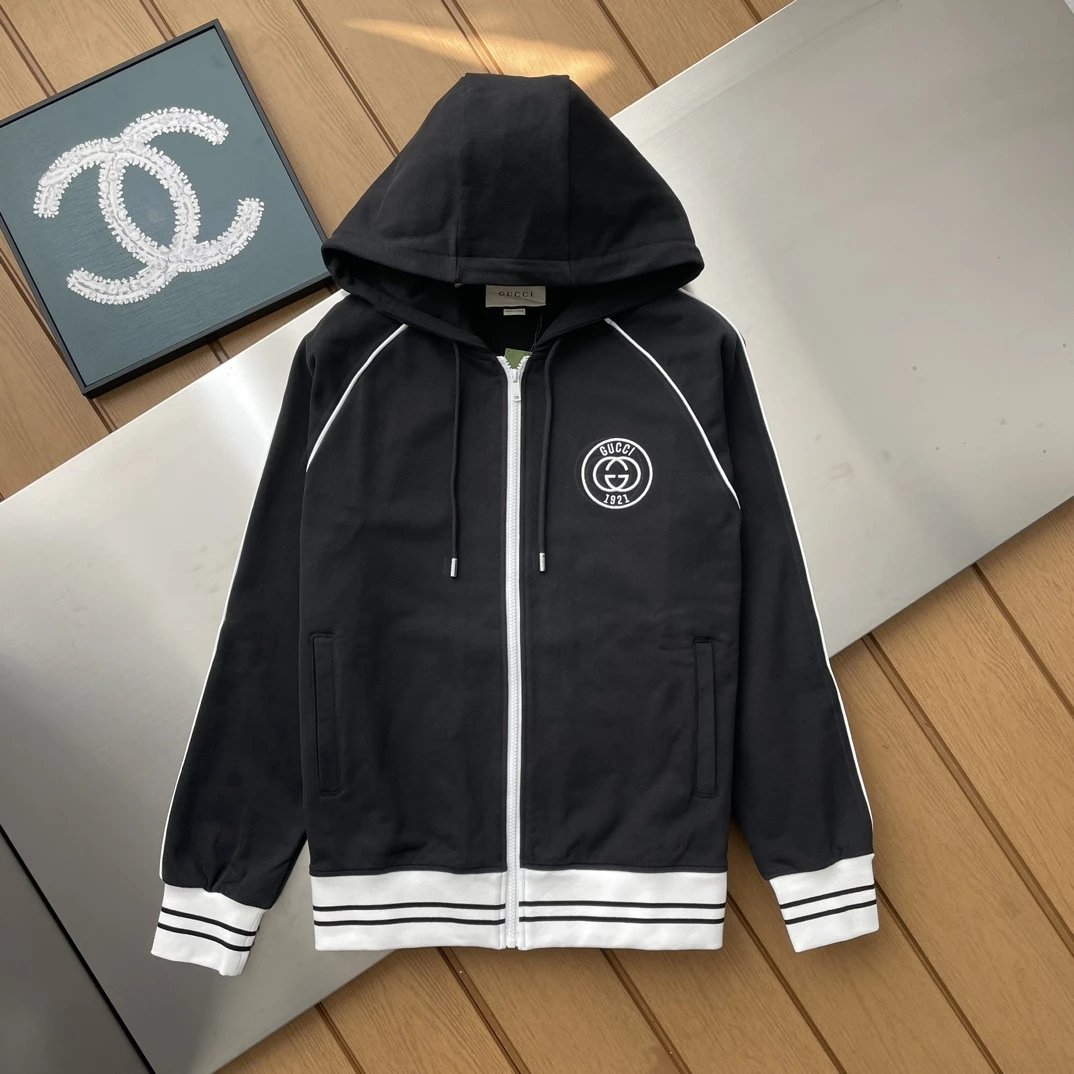 Gucci Hoodie 1921Series Hooded Zipper Cardigan Embroidered Large Terry Unisex Hoodie Sweatshirt Jacket Top Unisex Sports Casual OS Loose fit versatile style