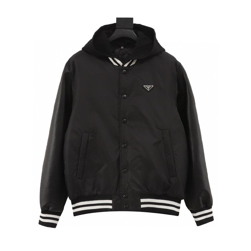 PRADA Jackets Removable Hat Recycled Nylon Pilot Jacket Coat for Men and Women