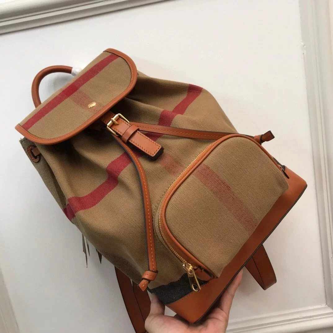 Burberry backpack Top version 【Original Order】New Backpack Classic Plaid First Layer Calfskin Schoolbag Backpack Travel Mountain Climbing Men's and Women's Bags500112