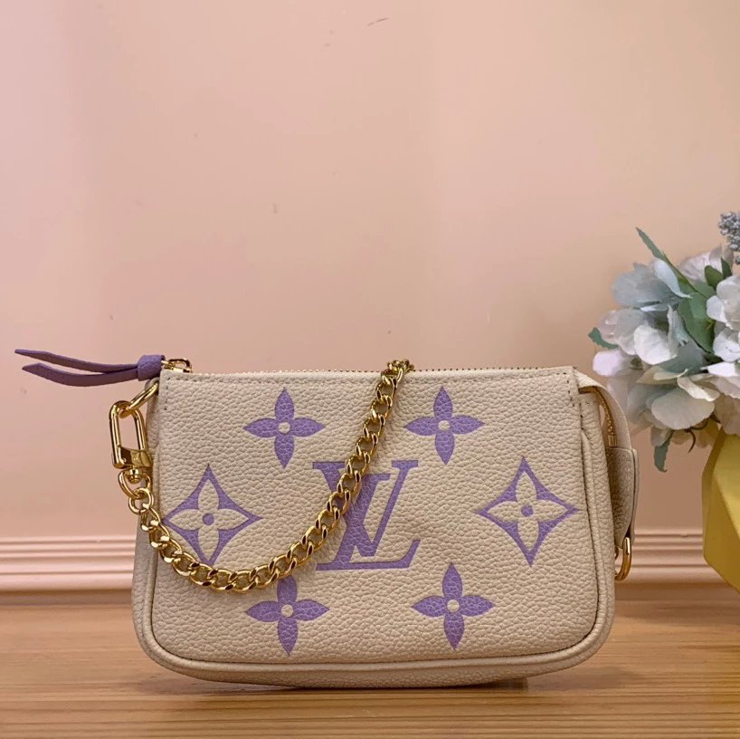 Louis Vuitton LV Women's Bag Top version Mid-Ancient Presbyopic Mahjong Bag Zipper Style Small Shoulder Bag Underarm Bag Coin Purse Hand Bag Handbag Shoulder Bag Messenger Bag Women's Bag Women's Bag M40712M82766M80349M58009New Purple Printing Matcha Gree