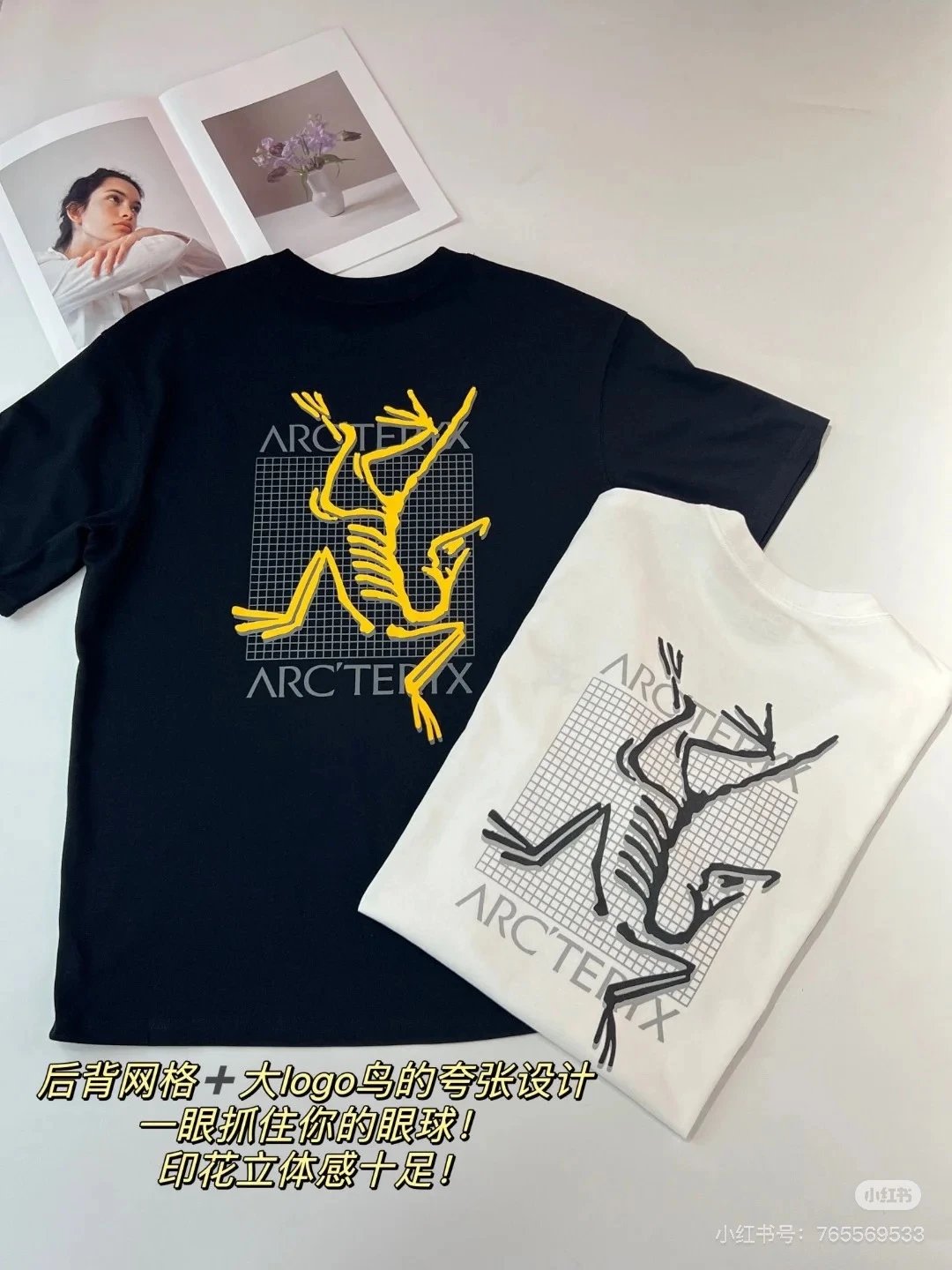 Arc'teryx T-shirt Back Chicken Skeleton Pattern Print logo round Neck Short Sleeve25ss New pure cotton T Unisex T-Shirt OS Loose Fit Base Shirt Top Half Sleeve T-Shirt