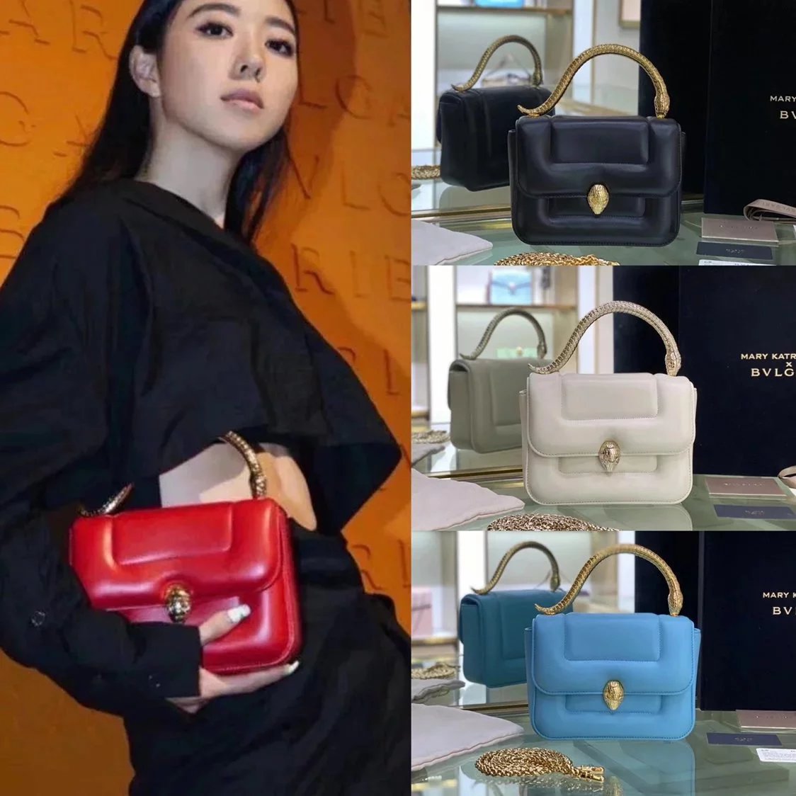 BVLGARI Bag Top version Baoge Home New Bags,Shoulder Bag Crossbody Bag,Serpentine Handle,Joint Name SerpentiForever Bag,Soft Matelasse Quilted Embossed Lambskin Made of Filling Feeling Bag