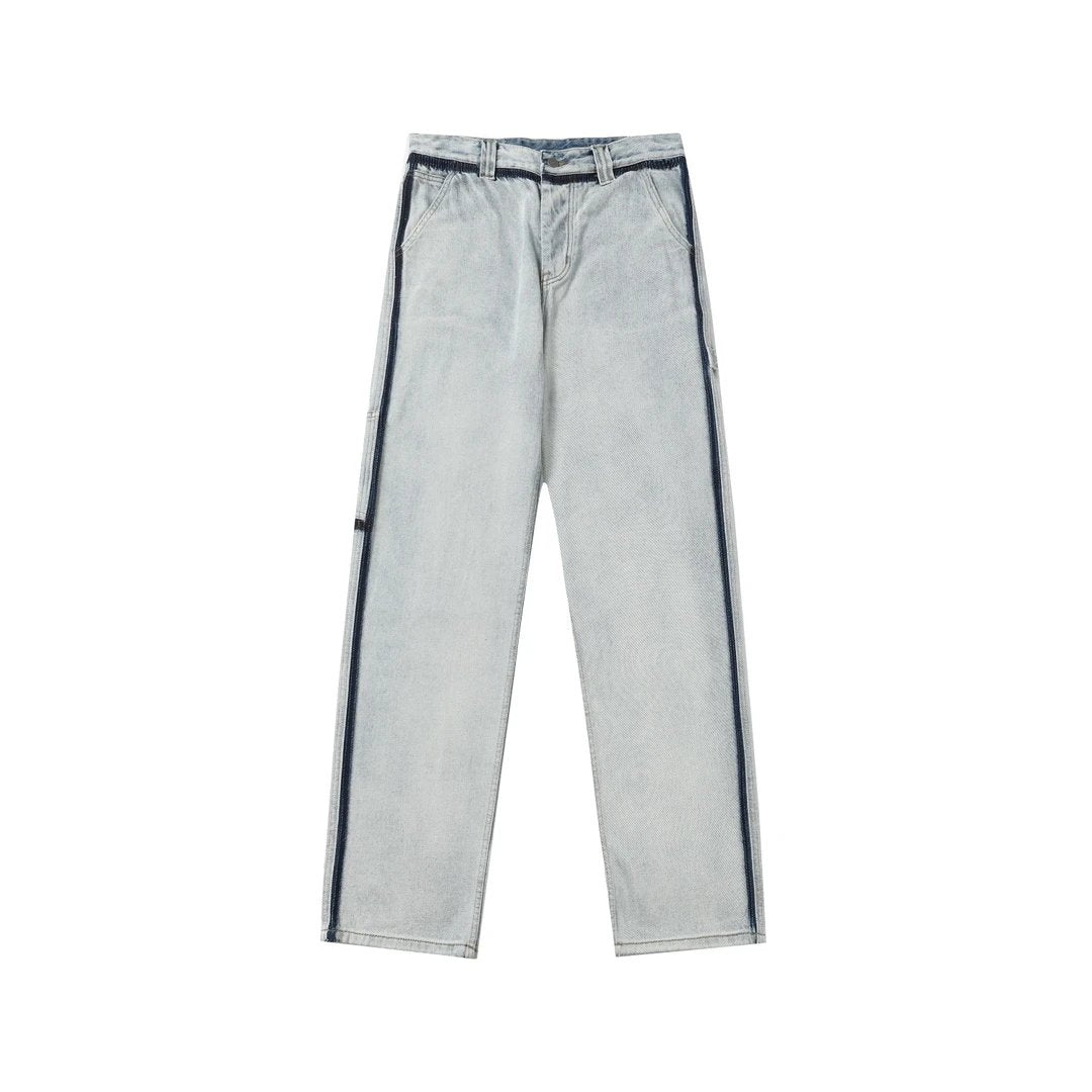 Maison Margiela Jeans Heavy Wash Ice Blue Craft Jeans Pants Set Simple Versatile Loose Fit Unisex