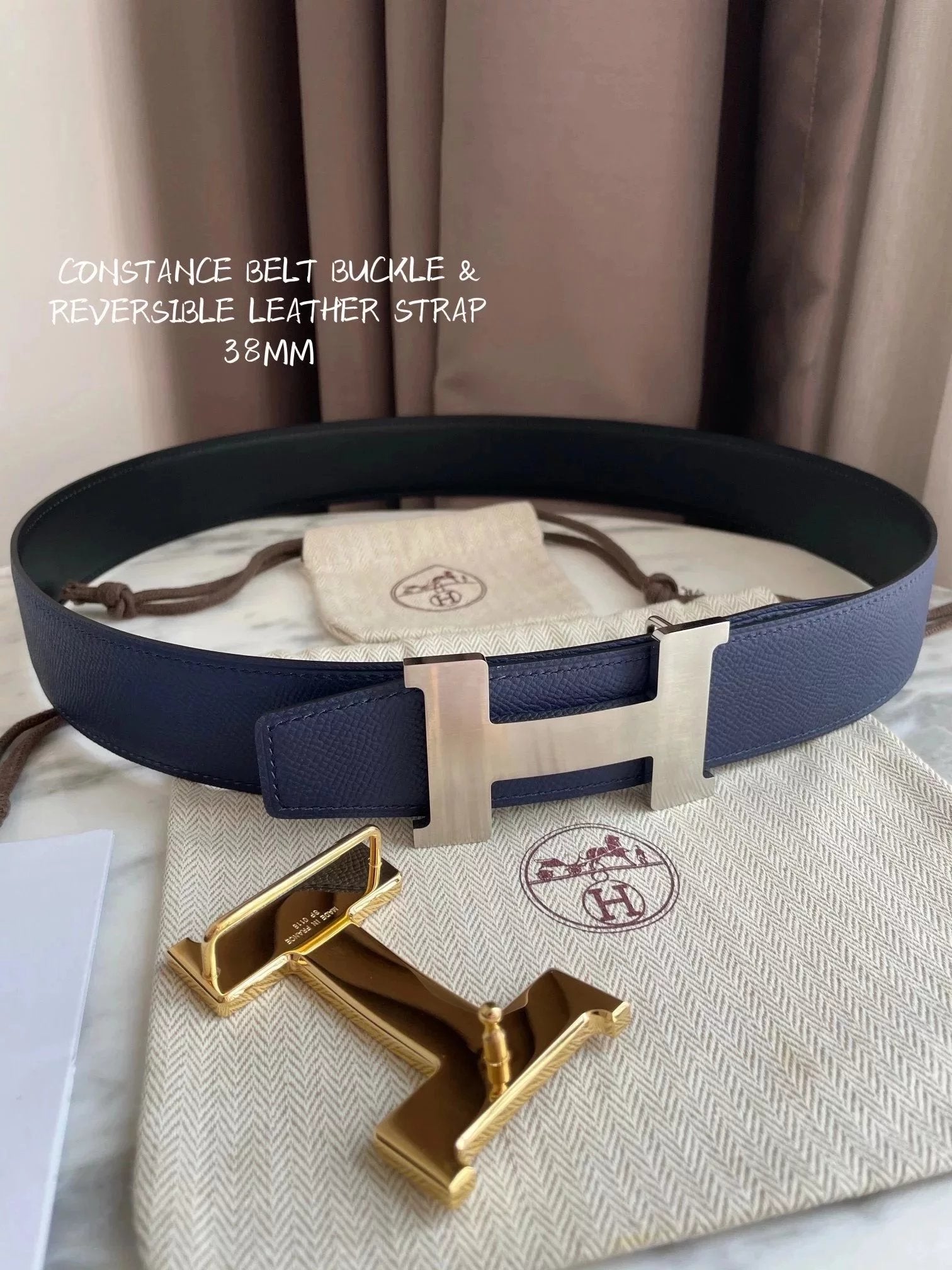 Hermes Belt Top version Spot High Quality h Home Men's Leather Belt Genuine Leather Double-Sided Pure Cowhide Business Casual Belt