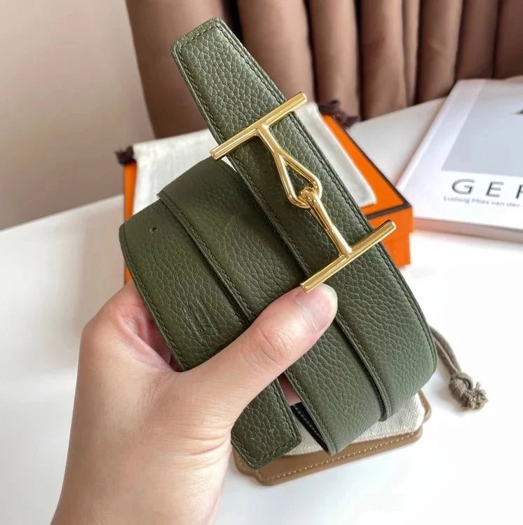 Hermes Belt Top version 【New products in stock】Leather Belt Men's Leather3.2mm Fashion Double-Sided Casual Belt Men's and Women's Belt