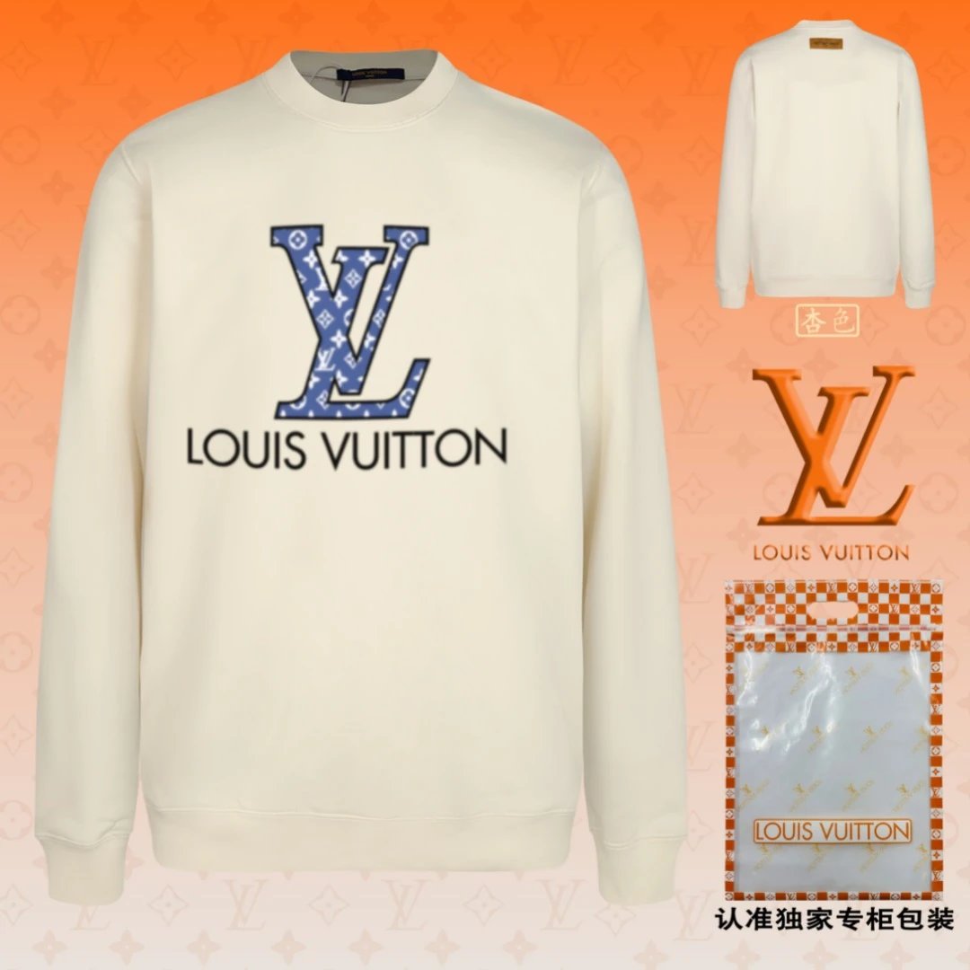 Louis Vuitton LV Hoodie Chest Old Flower Print logo Round Neck Sweatshirt Long Sleeve Base Shirt Jacket Top Fashion Unisex Sports Casual OS Loose Fit Versatile New Autumn Winter Collection