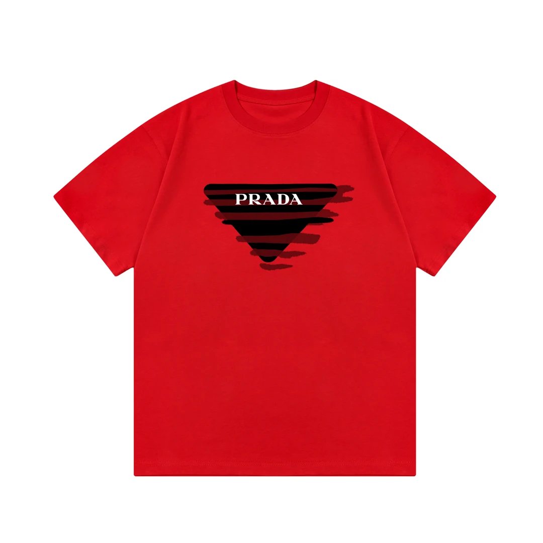 PRADA T-shirt Letter Graffiti Direct Print on Chest Logo Logo Crew Neck Short Sleeve25ss New Pure Cotton Unisex Style T T-shirt OS Loose Fit Base Shirt Top Half Sleeve T-Shirt