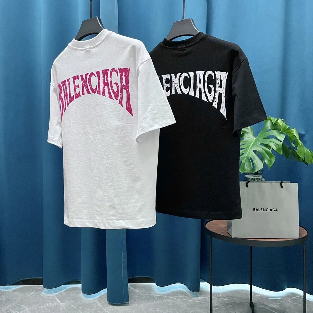 Balenciaga T-shirt Coconut Tree on Chest logo Printed Letter Embroidery Round Neck Short Sleeve25ss New Pure Cotton Unisex Style T T-shirt Base Shirt Tee Shirt OS Loose design
