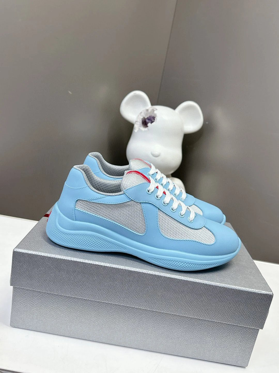 PRADA Shoes 2024New Mesh Stitching Breathable Couple Genuine Leather Sneaker