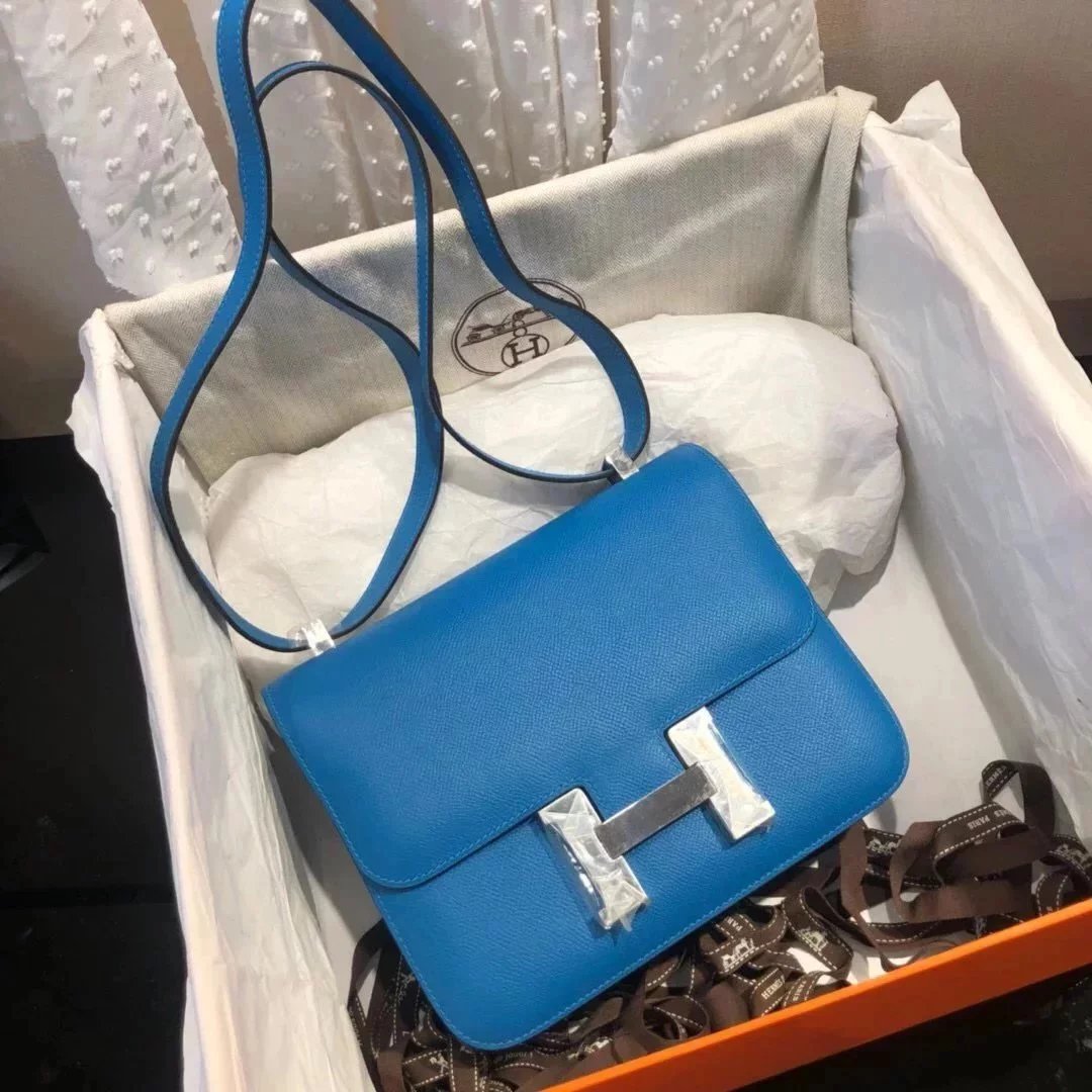 Hermes women's bag Top version 【H Handmade Custom】Stewardess Bag Constance Bag constance Silver Buckle Gold Buckle EP Women's Leather Crossbody Shoulder Bag2424