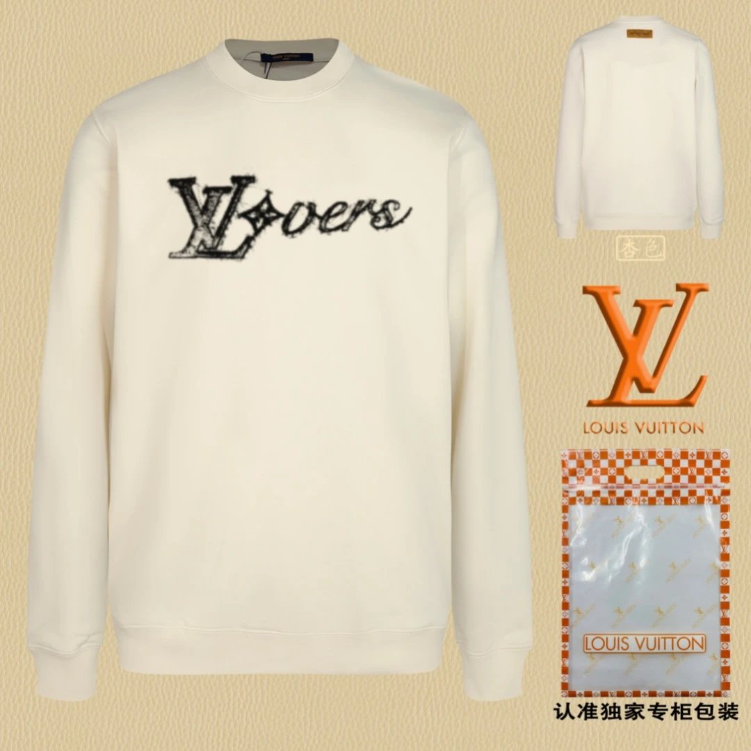 Louis Vuitton LV Hoodie Chest Print logo Round Neck Sweatshirt Jacket Pullover Long Sleeve OS Unisex Sports Casual Loose Fit Base Shirt Top