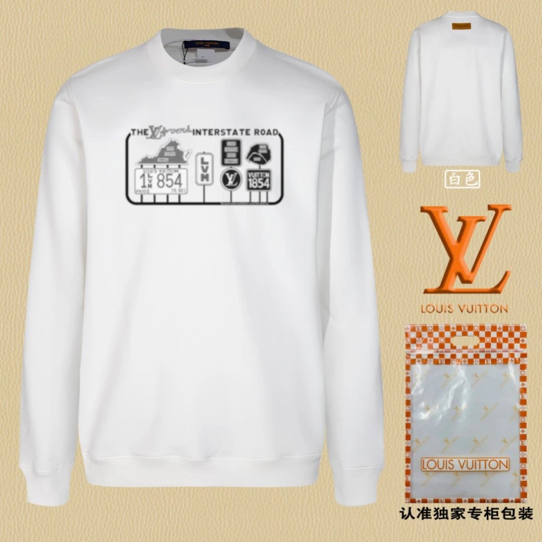 Louis Vuitton LV Hoodie 1854Series Print logo Round Neck Sweatshirt Jacket Pullover Long Sleeve OS Unisex Sports Casual Loose Fit Base Shirt Top