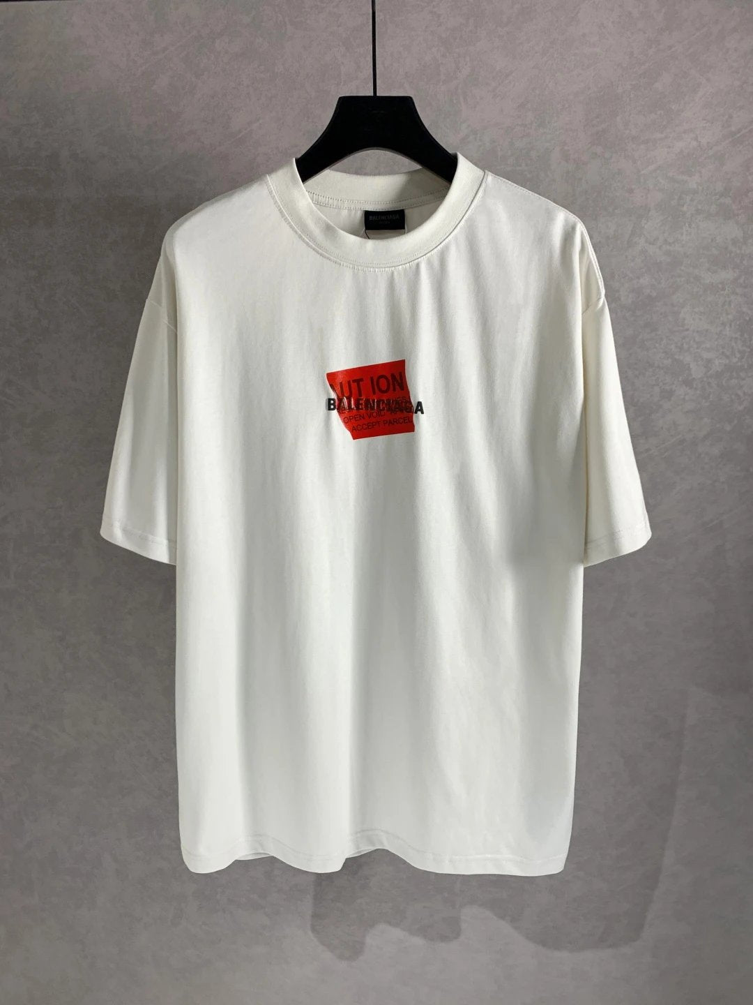 Balenciaga T-shirt Chest Embossed Tape Letter Print logo round Neck Short Sleeve25ss New Pure Cotton Unisex Style T T-shirt OS Loose Fit Base Shirt Top Half Sleeve T-Shirt