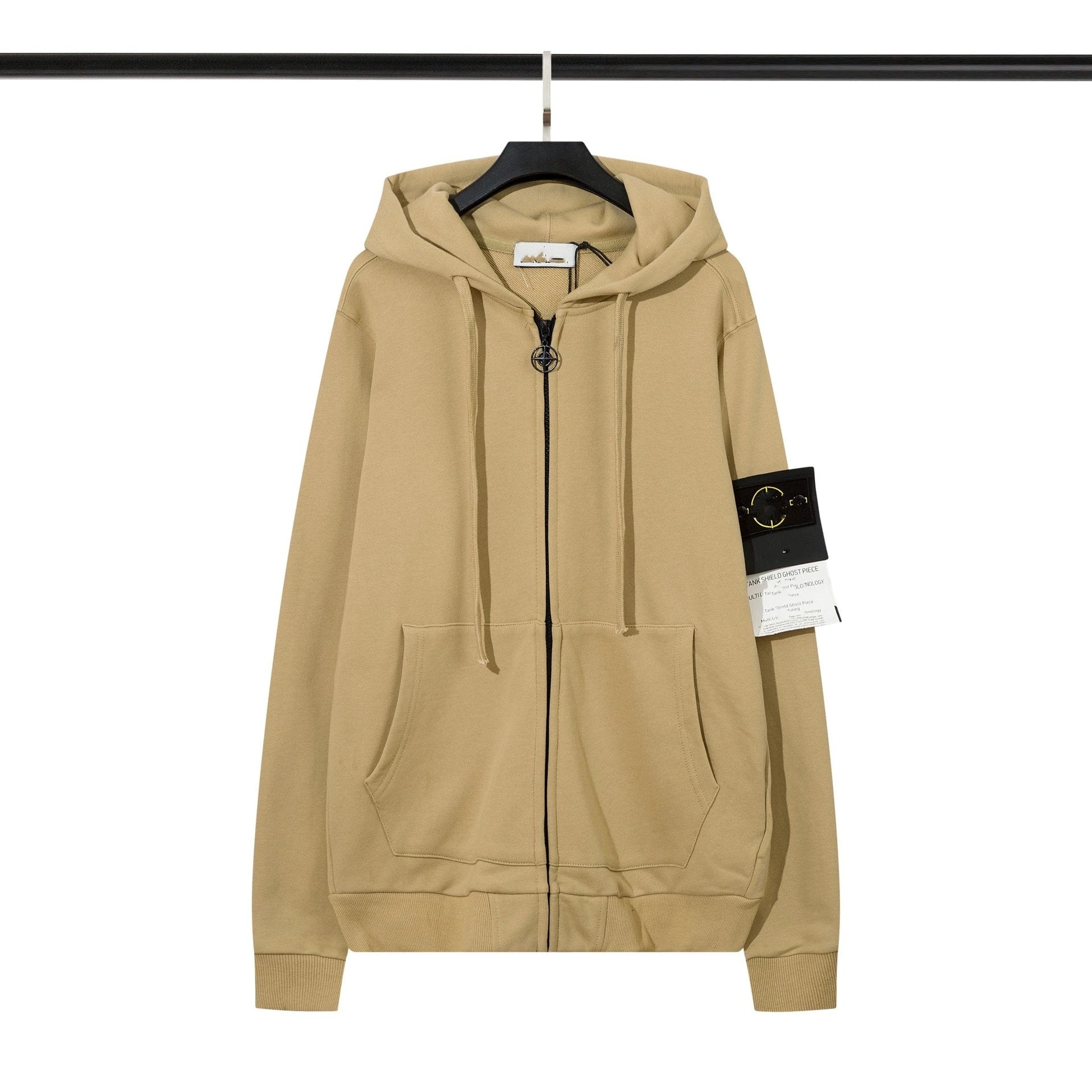 Stone Island Hoodie Spring and Autumn New European and American Fashion Brand Zipper Open Chest Hooded Sweater Same Earrings for Couple Slimming Coat