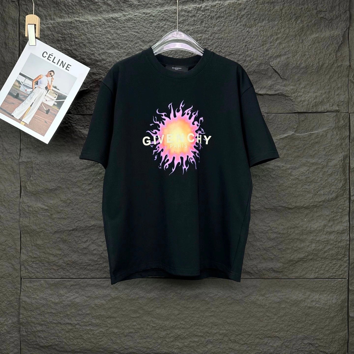 Givenchy T-shirt Sun Letter Printing on Chest logo round Neck Short Sleeve25ss New Pure Cotton Unisex Style T T-shirt OS Loose Fit Base Shirt Half Sleeve T-Shirt Top Half Sleeve
