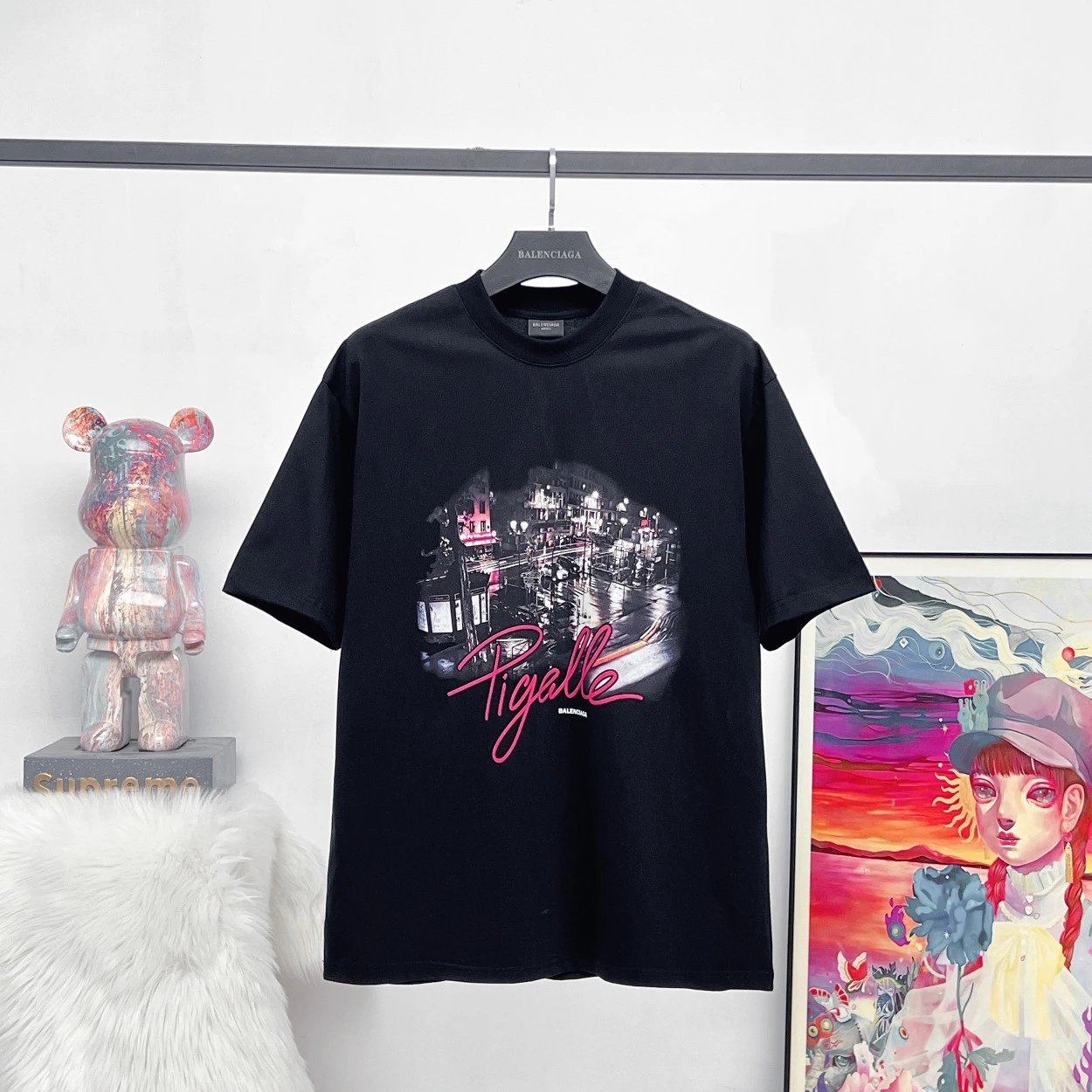 Balenciaga T-shirt Reversed Alphabet Crack Print logo round Neck Short Sleeve25ss New pure cotton T Unisex T-Shirt OS Loose Fit Base Shirt Top T-Shirt Short Sleeve