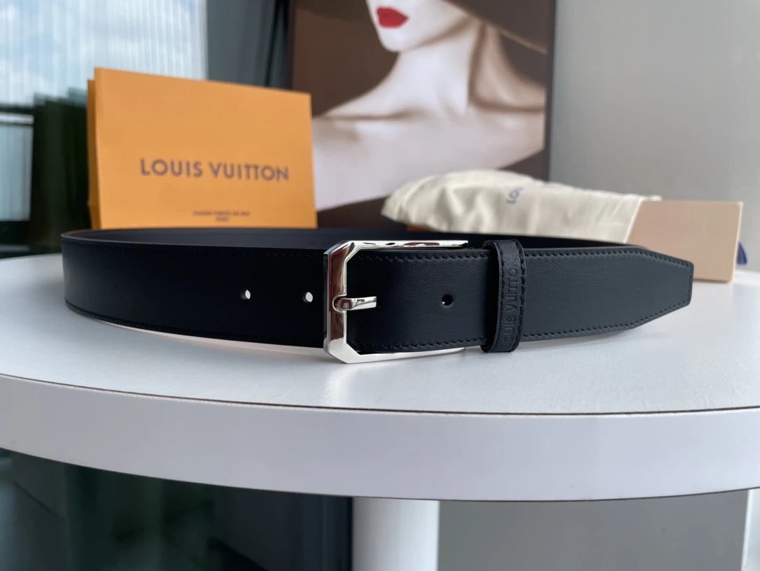 Louis Vuitton LV Belt Top version 【Counter Quality】The Most New Belt3.5cm Men's Belt Metal Buckle Men's Leather Belt with Classic Chessboard Plaid Belt with Genuine Goods Packaging in and out of the Counter No Problem Versatile Casual Fashion Formal Wear