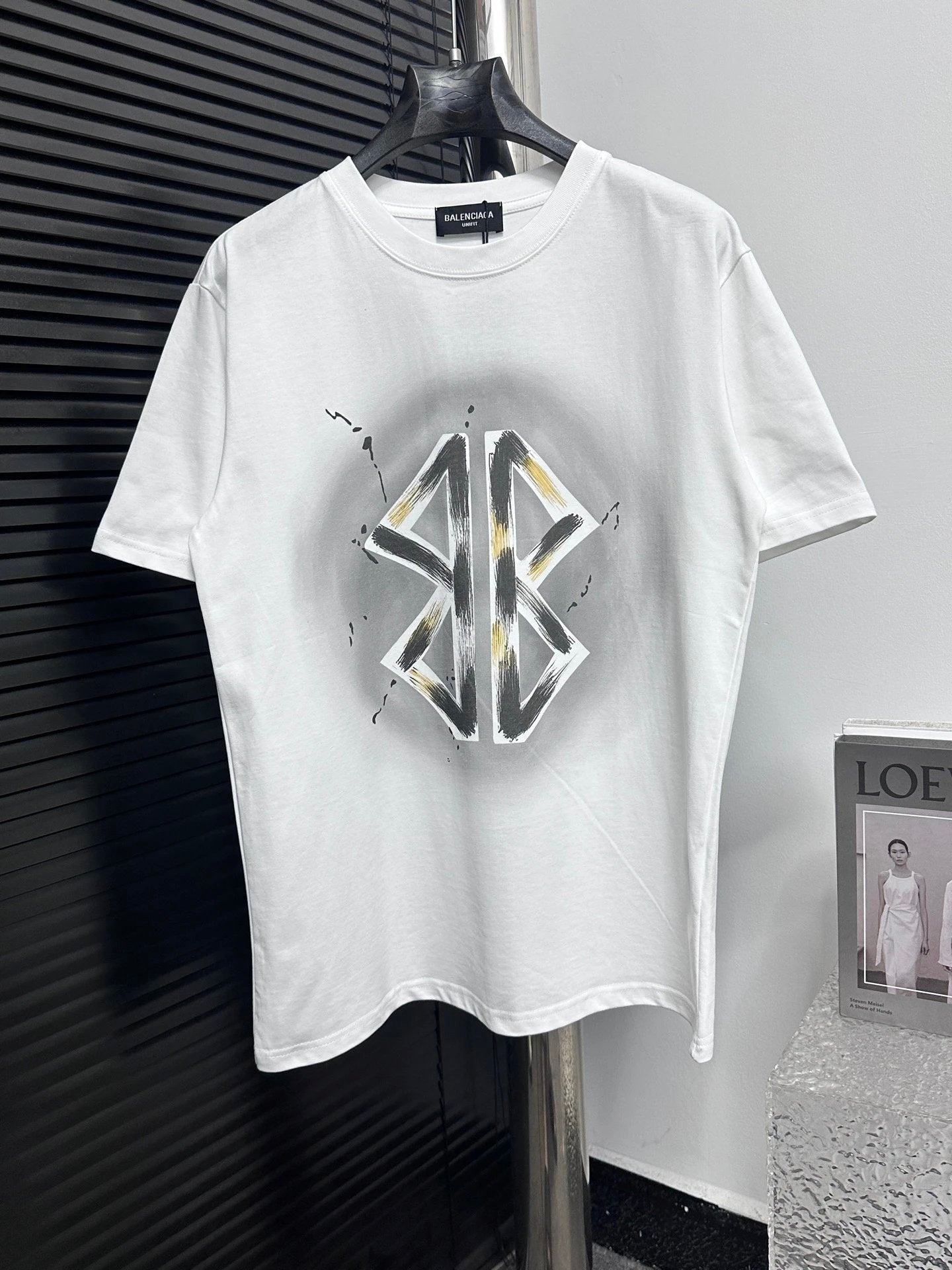 Balenciaga T-shirt Double-breasted B Large Letter Print logo round Neck Short Sleeve25ss New Pure Cotton Unisex Style T Casual T-Shirt Base Layer Shirt OS Loose Fit Half Sleeve Top Plus Size