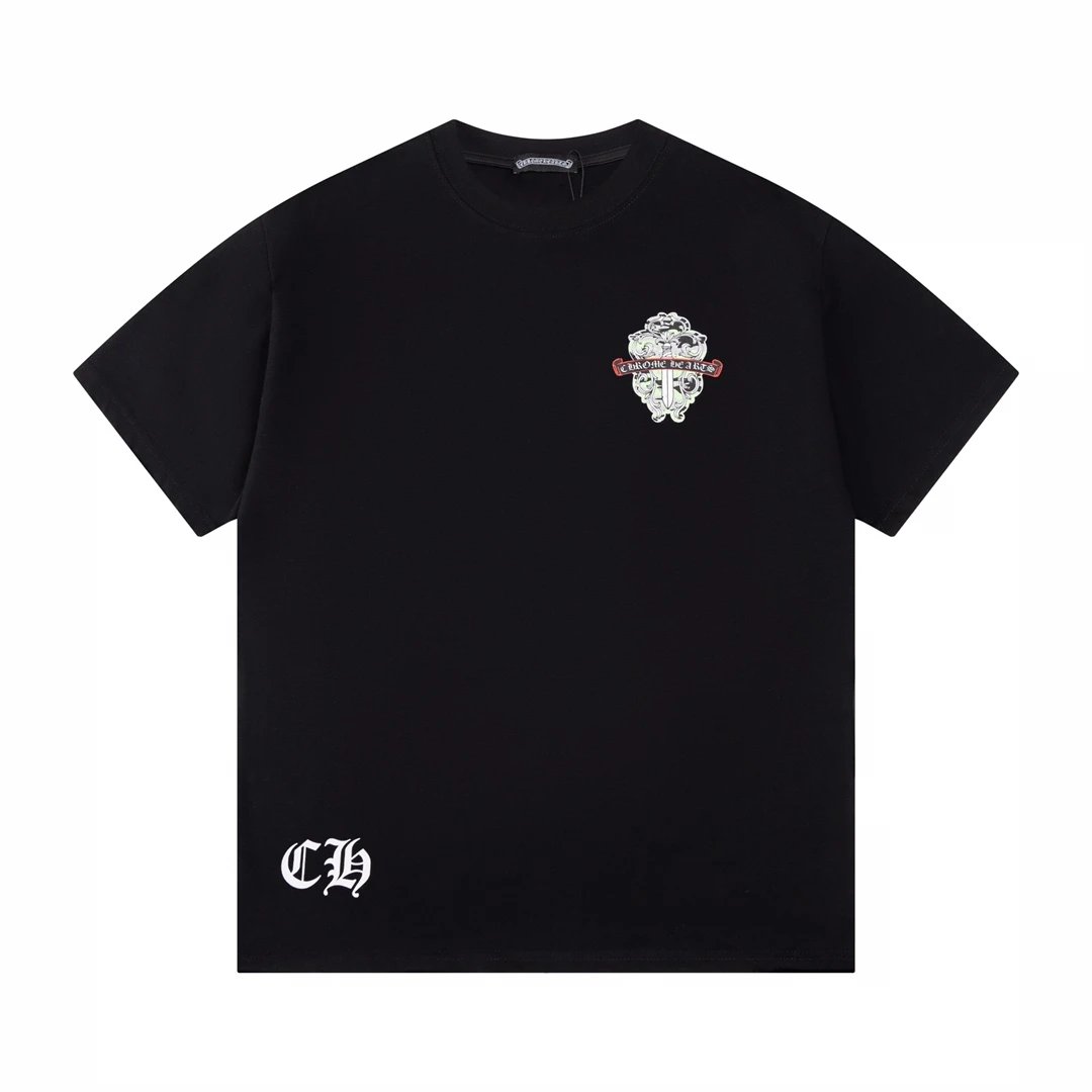 Chrome Hearts T-shirt Incompletely Intact Sword Pattern Print logo round Neck Short Sleeve25ss New pure cotton T Unisex T-Shirt OS Loose Fit Base Shirt Top Half Sleeve T-Shirt