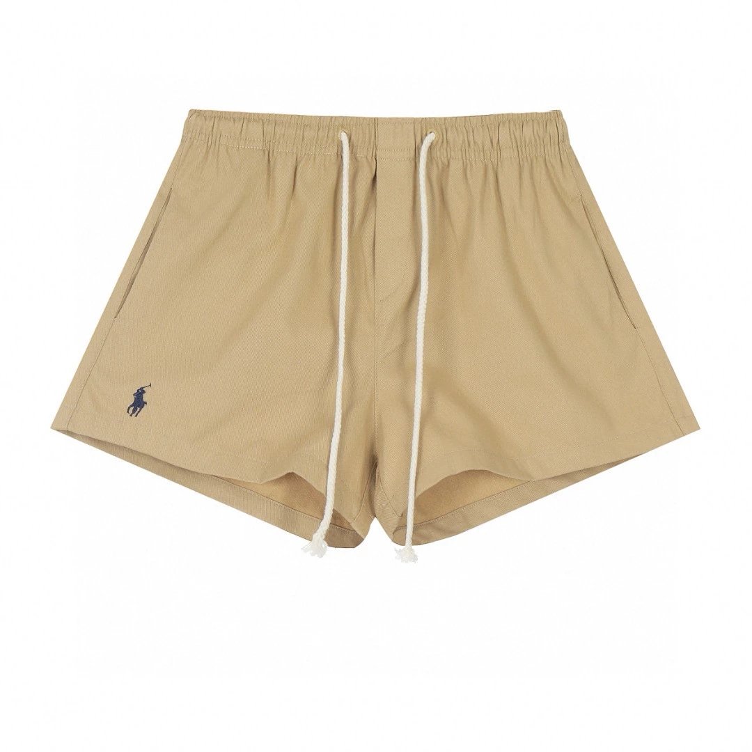 Ralph Lauren Shorts Top Version Standard American Style Embroidered High Waist Drawstring Casual Five-Point Sports Denim Shorts Joker Women