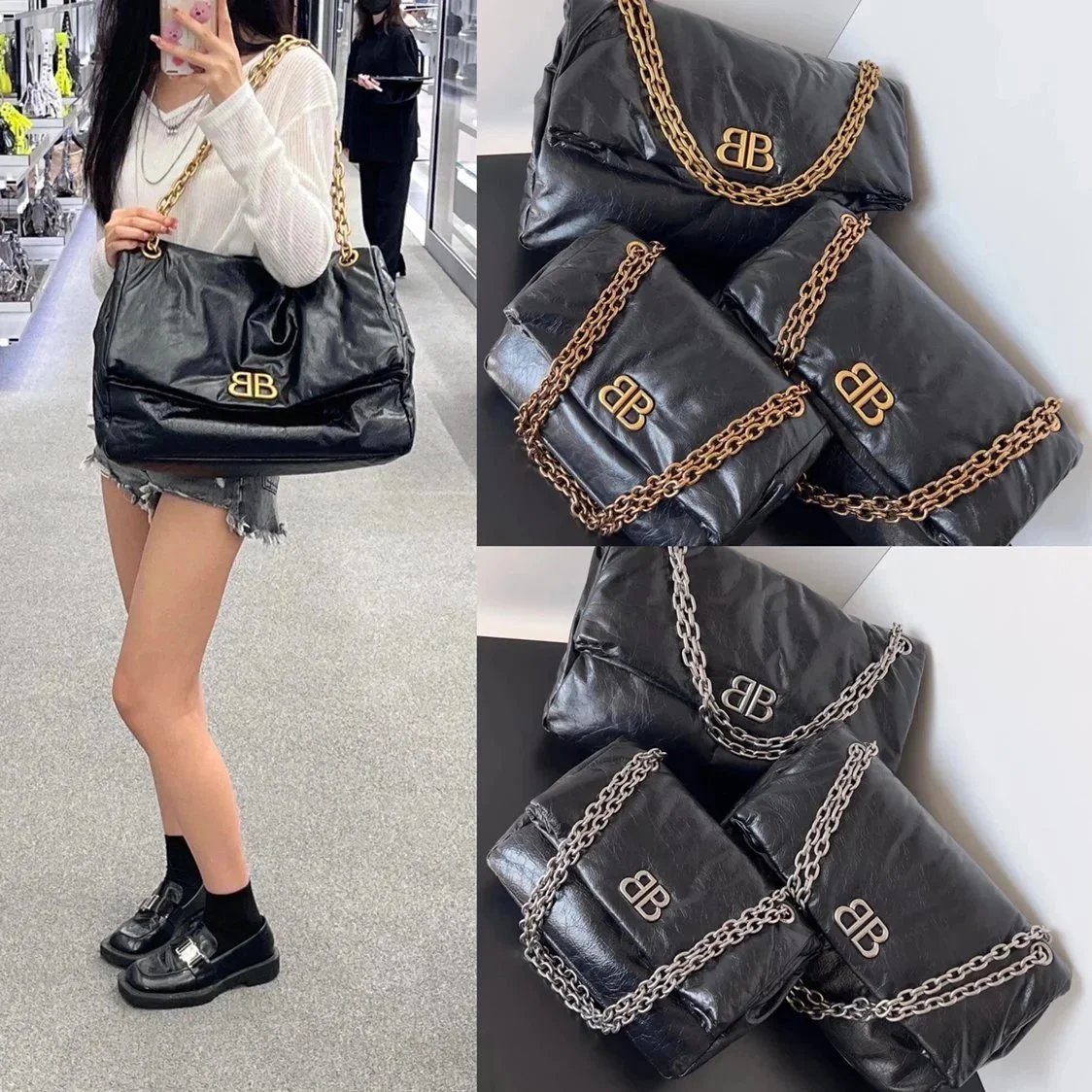 Balenciaga Bag Top version 【Counter Version with Full Package】Winter Series LeMonaco Quilted Series Chain Bag Shoulder Bag Messenger Bag Women's Bag Large Medium Small Size