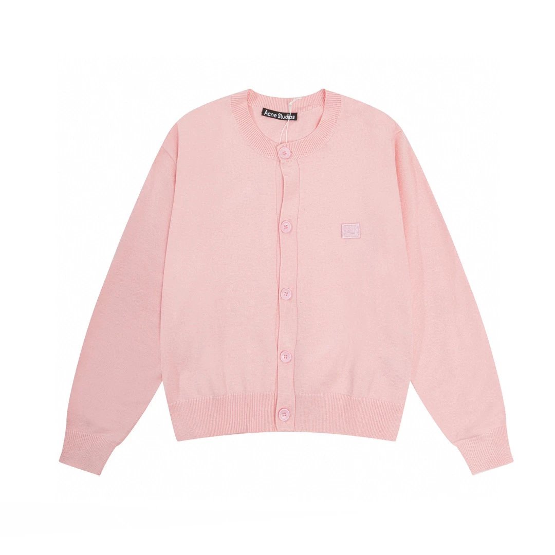 Acne Studios Sweater Top Version for Men and Women F Facial Expression Pure Wool round Neck Collar Button Sweater Coat Knitted Cardigan